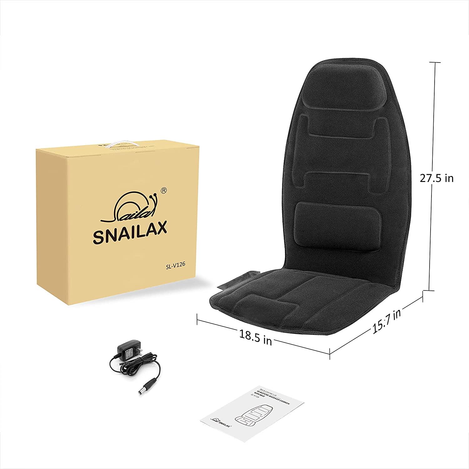 Snailax Massage Seat Cushion with Heat - Extra Memory Foam Support Pad in  Neck and Lumbar ,10 Vibration Massage Motors, 2 Heat Levels, Back Massager  Chair Pad for Back Black