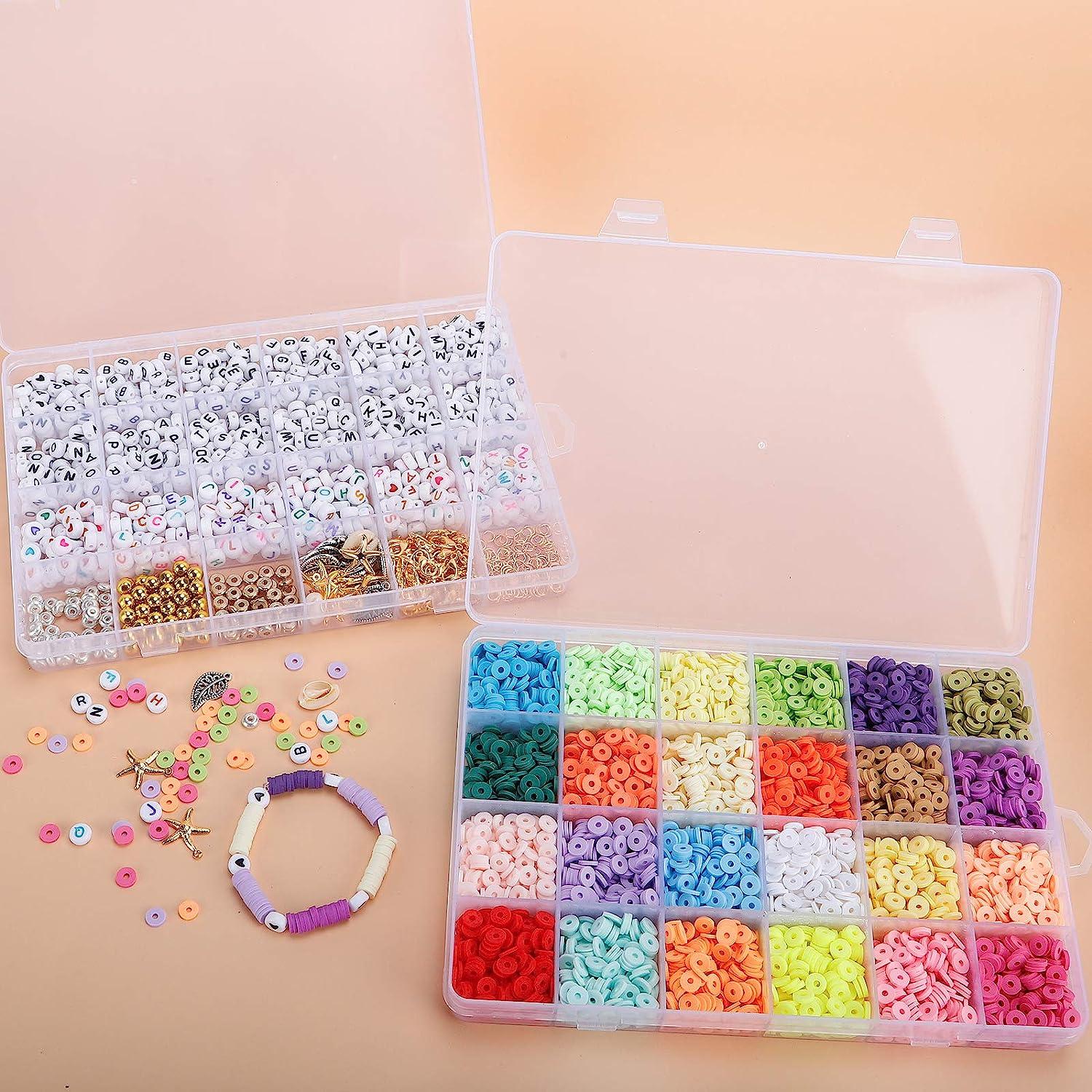 QUEFE 6000pcs 24 Colors Clay Beads for Bracelets Making Kit, Charm Bracelets  Making for Girls 8-12, Letter Beads for Jewelry Making, Polymer Heishi  Beads, for Preppy, Christmas Gifts, Crafts
