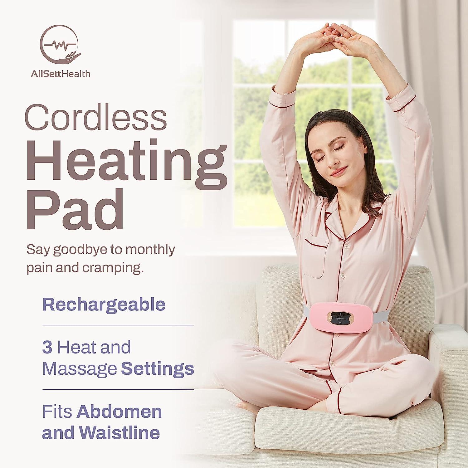Period Heating Pad for Cramps - Menstrual Heating Pads, Portable Cordless  Vibrating Electric Small USB Heat Pad, Waist Belt Wearable Period Pain