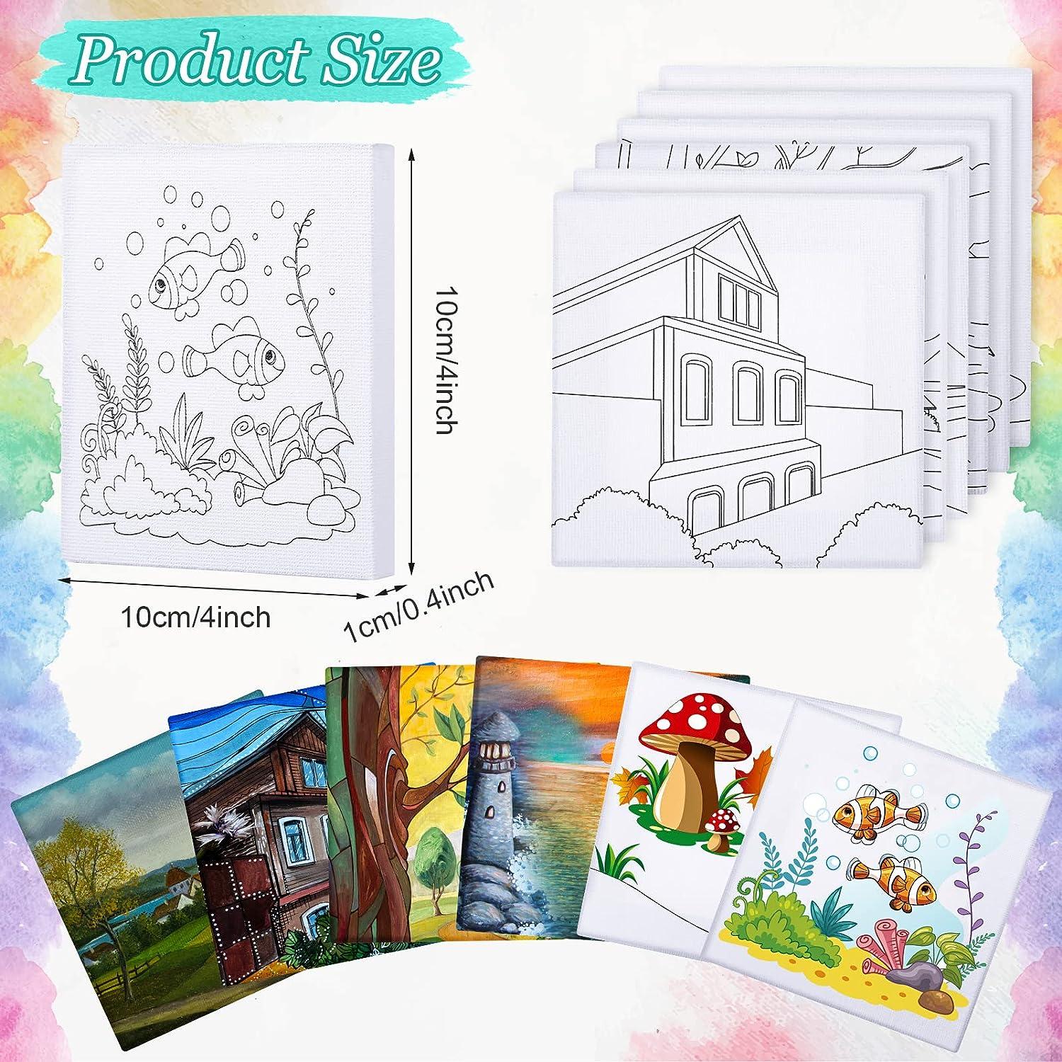 6 Pcs 6 x 6 Inch Pre Drawn Outline Canvas Paint Kit Painting with Pictures  to Paint for Adults Paint Party Stretched Canvas Painting Art Boards Set