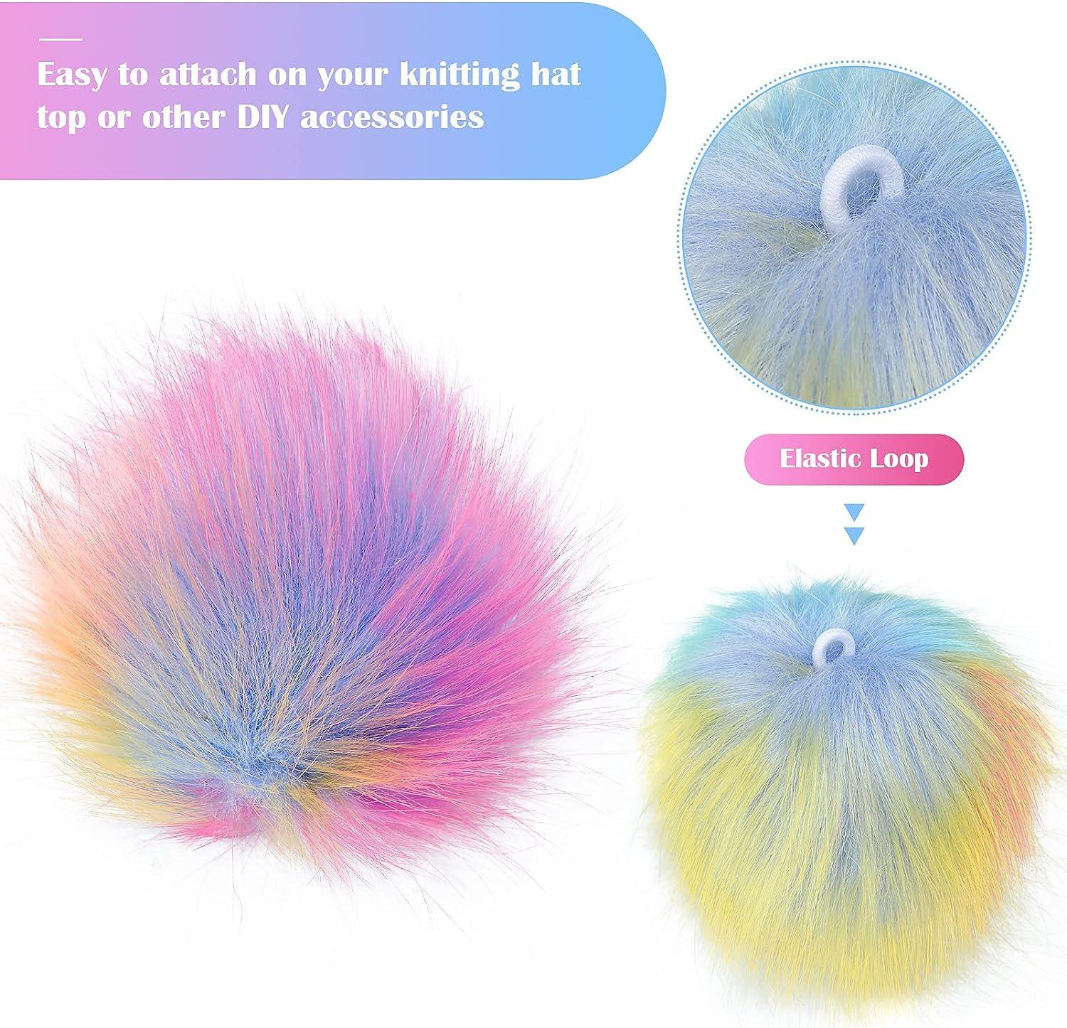 Coopay 16 Pieces Faux Fur Pom Pom Ball DIY Fur Pom Poms for Hats Shoes Scarves Bag Pompoms Keychain Charms Knitting Hat Acces