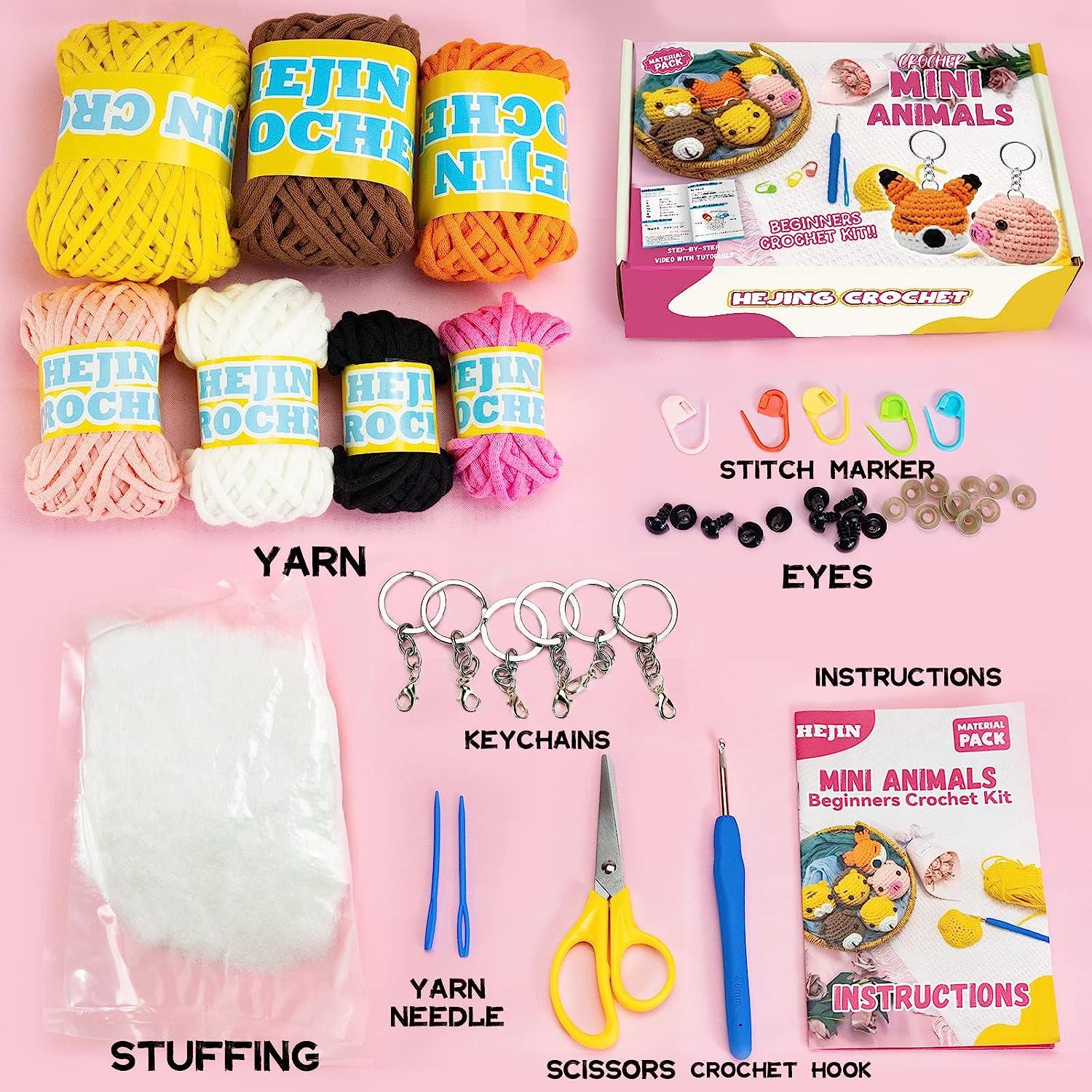 HEJIN Crochet Kit for Beginners, Beginner Crochet Kit for Adults Kids,  Octopus Crochet Animal Kit Include Videos Tutorials, Yarn, Eyes, Stuffing,  Crochet Hook- Boys and Girls Birthdays Gift