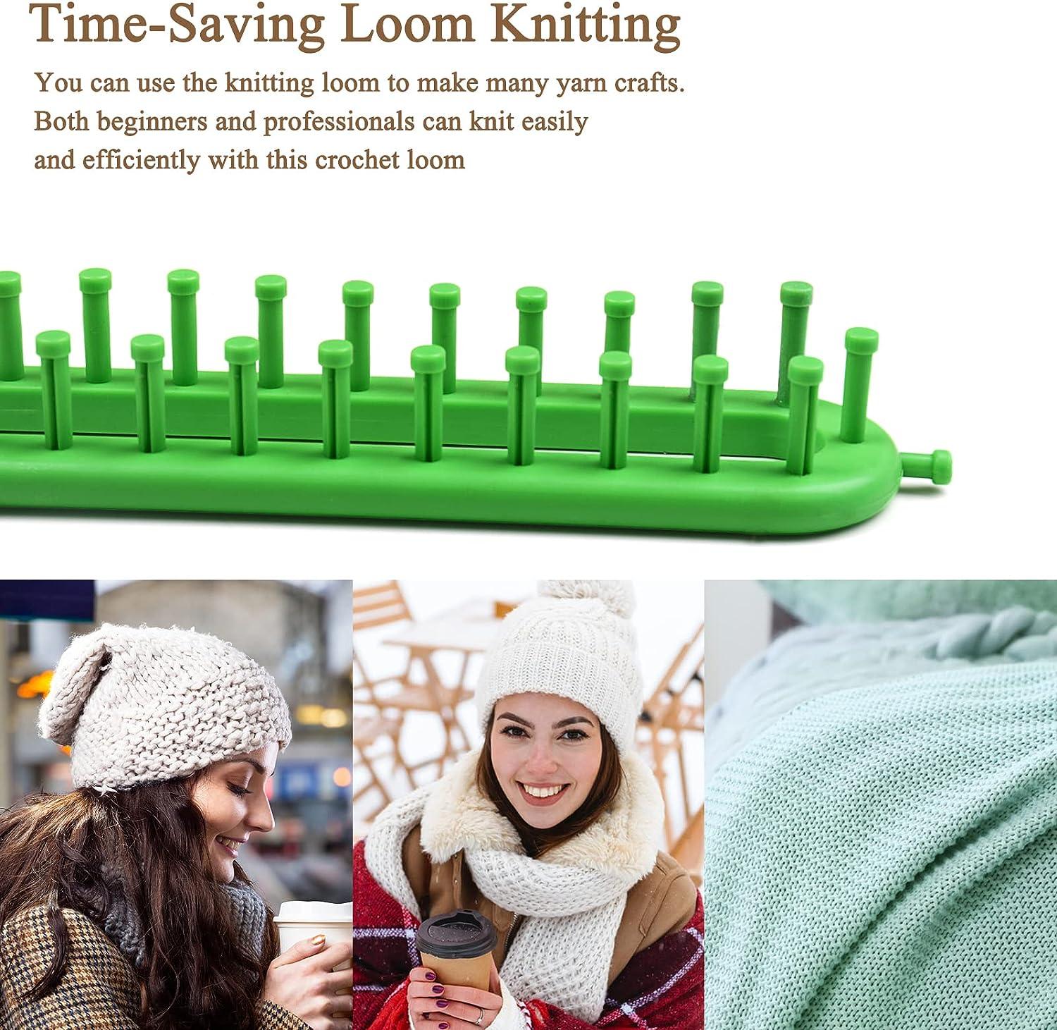 Katech Rectangle Knitting Looms 47 cm Long Green Plastic Weaving Looms Set  Scarf Hats Making Tools DIY Crocheting Handmade Craft Kit with a Crochet