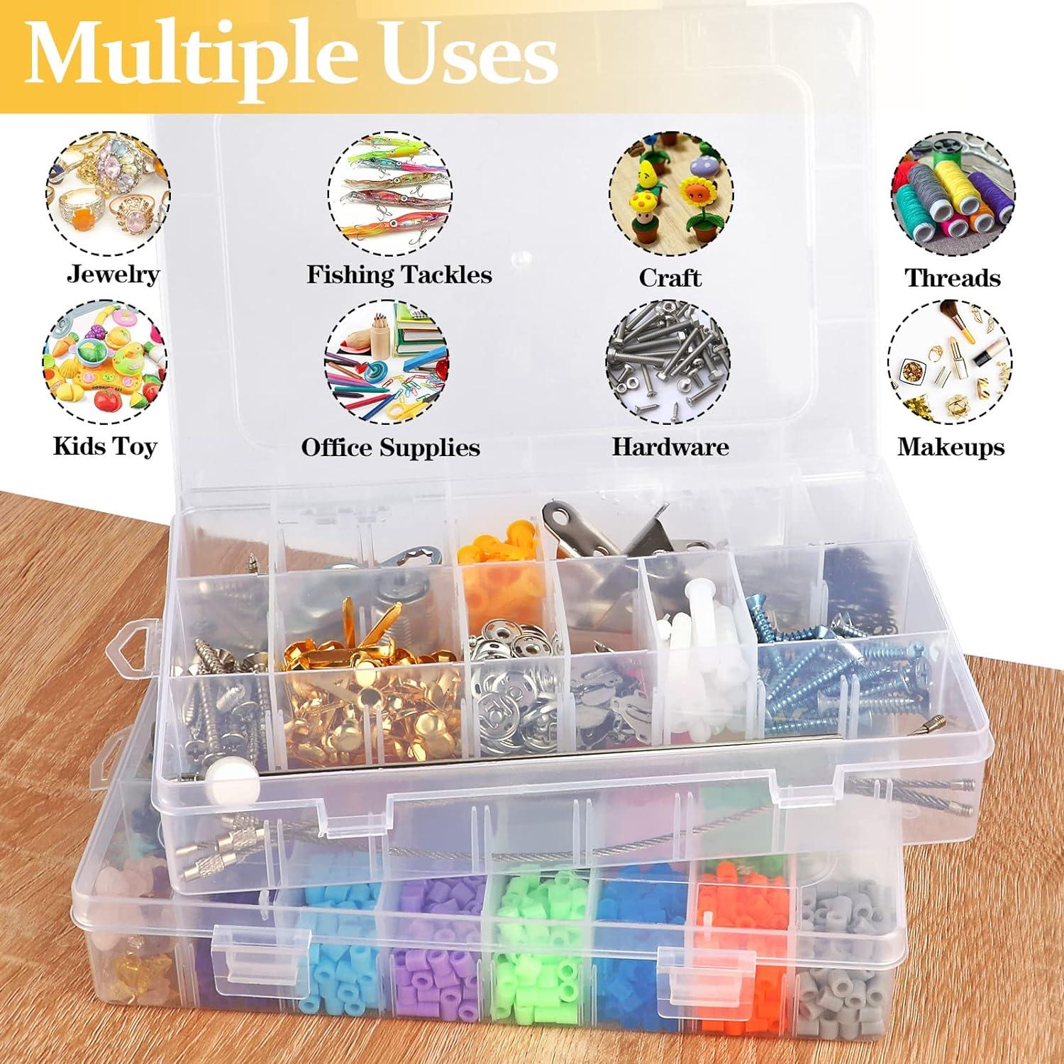Multi Size Clear Plastic Storage Box & Sticker Container For Beads