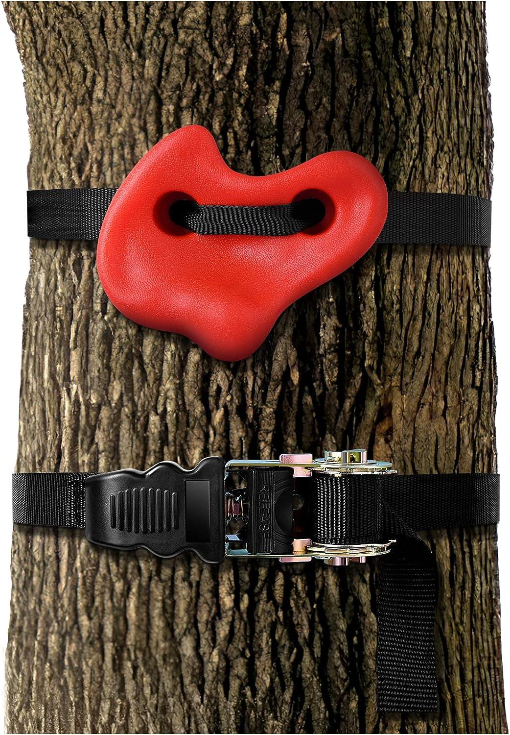 NAQIER 20 Ninja Tree Climbing Holds and 6 Sturdy Ratchet Straps for Kids  Tree Climbing Climbing Rocks for Outdoor Ninja Warrior Obstacle Course  Training