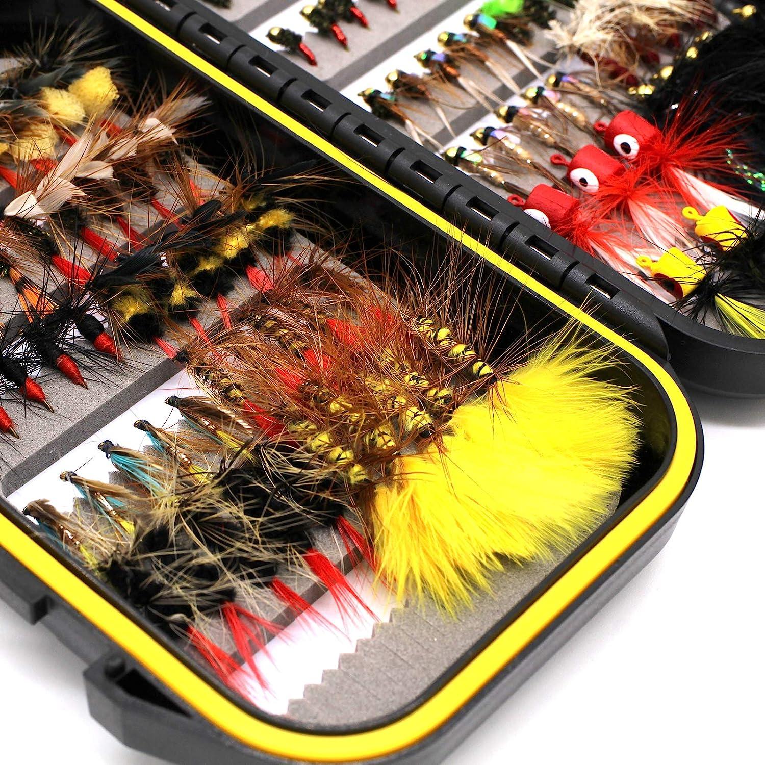 RiverBum Bass Fly Fishing Flies Assortment Kit with Fly Box, Skully  Buggers, Bunny Leech, Poppers, Mr Creepo Flies for Fly Fishing - 10 Piece