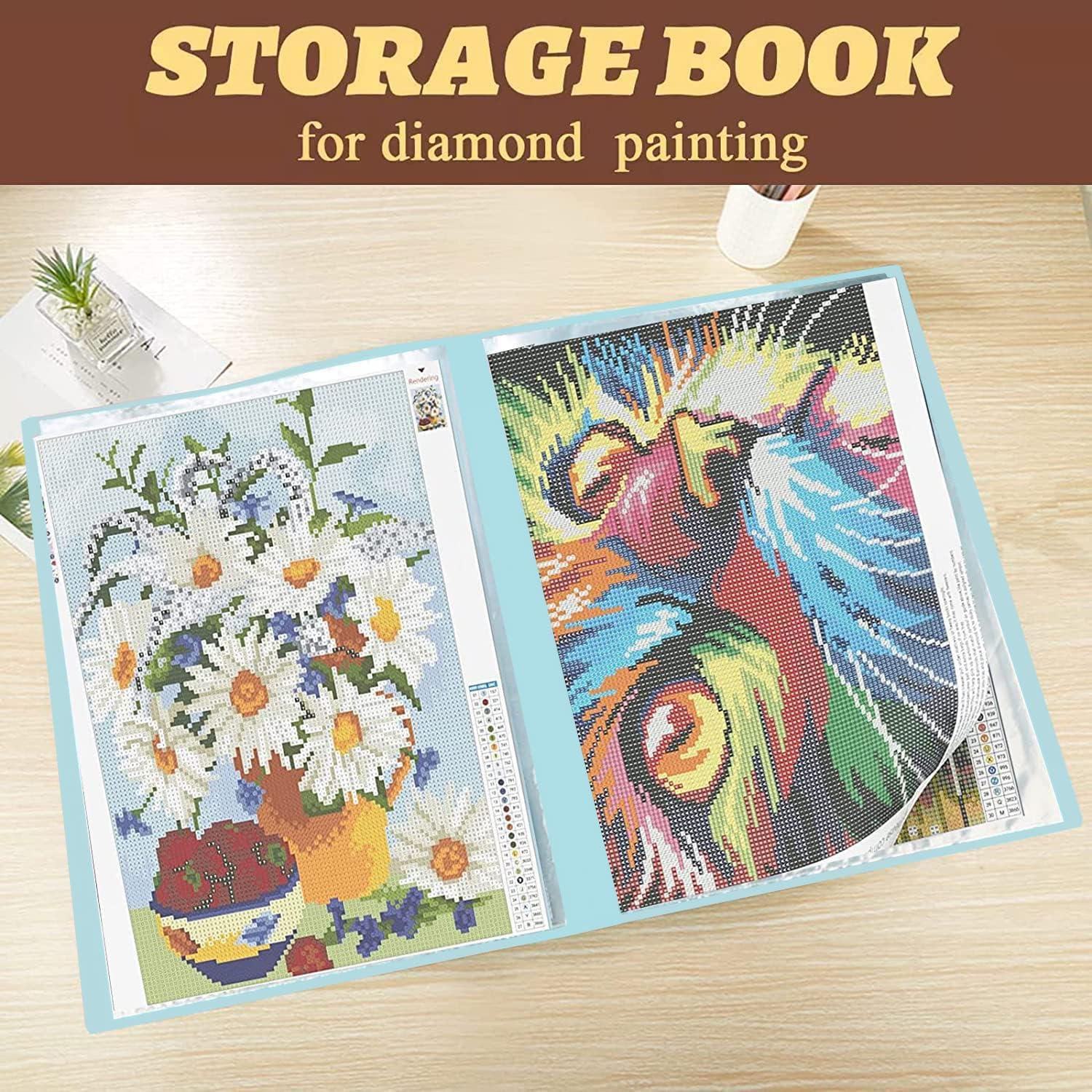 2 Pack A3 Diamond Painting Storage Book,30 Page Art Portfolio Case,Clear  Sheet Protectors Presentation Folder Display 60 Page for Diamond Painting