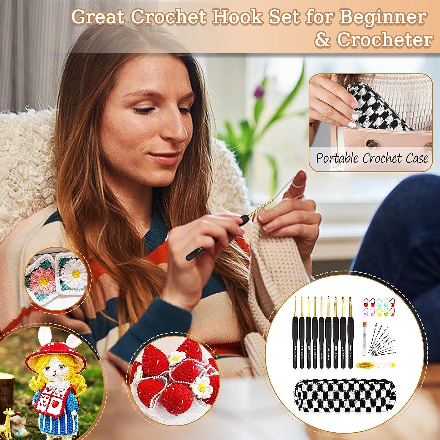 Aeelike 31pcs Crochet Hook Set, Black Gold Crochet Hooks Ergonomic