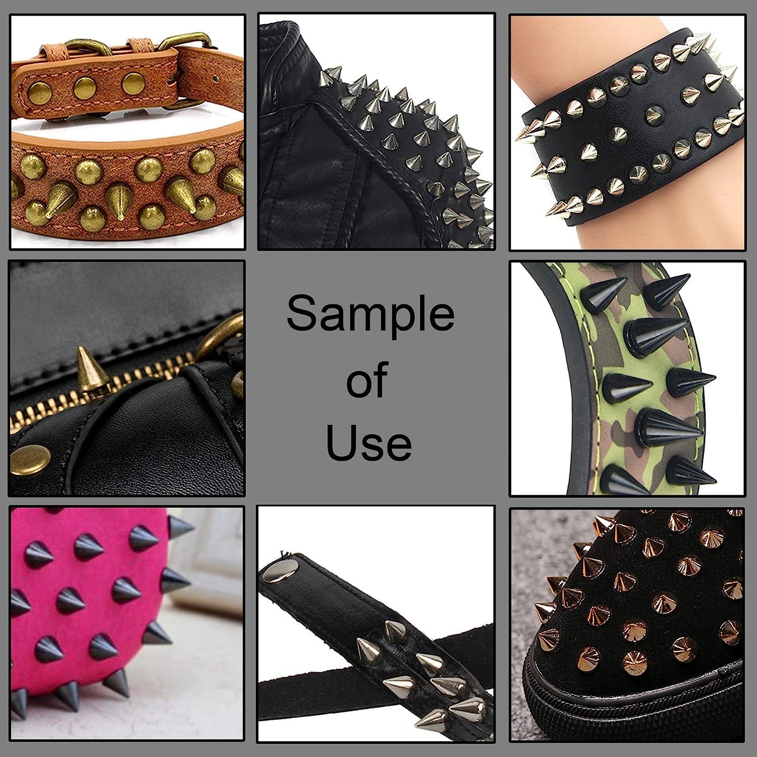 270 Sets Punk Spikes, CAMXTOOL Spikes for Clothing, 12 Sizes Studs and Spikes Kit Cone Spikes Leather Rivets Gothic Screw Back Studs, DIY Necklace