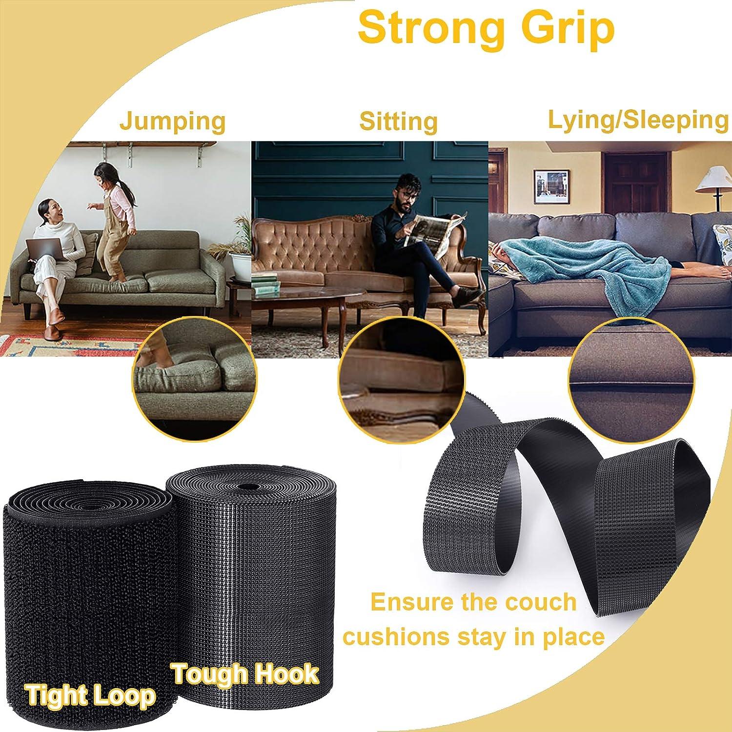 TEUVO Couch Cushion Non Slip Pads to Keep Couch Cushions from Sliding  Premium Hook and Loop Tape with Adhesive for Smooth Surfaces 11cm Wide and  1M Long