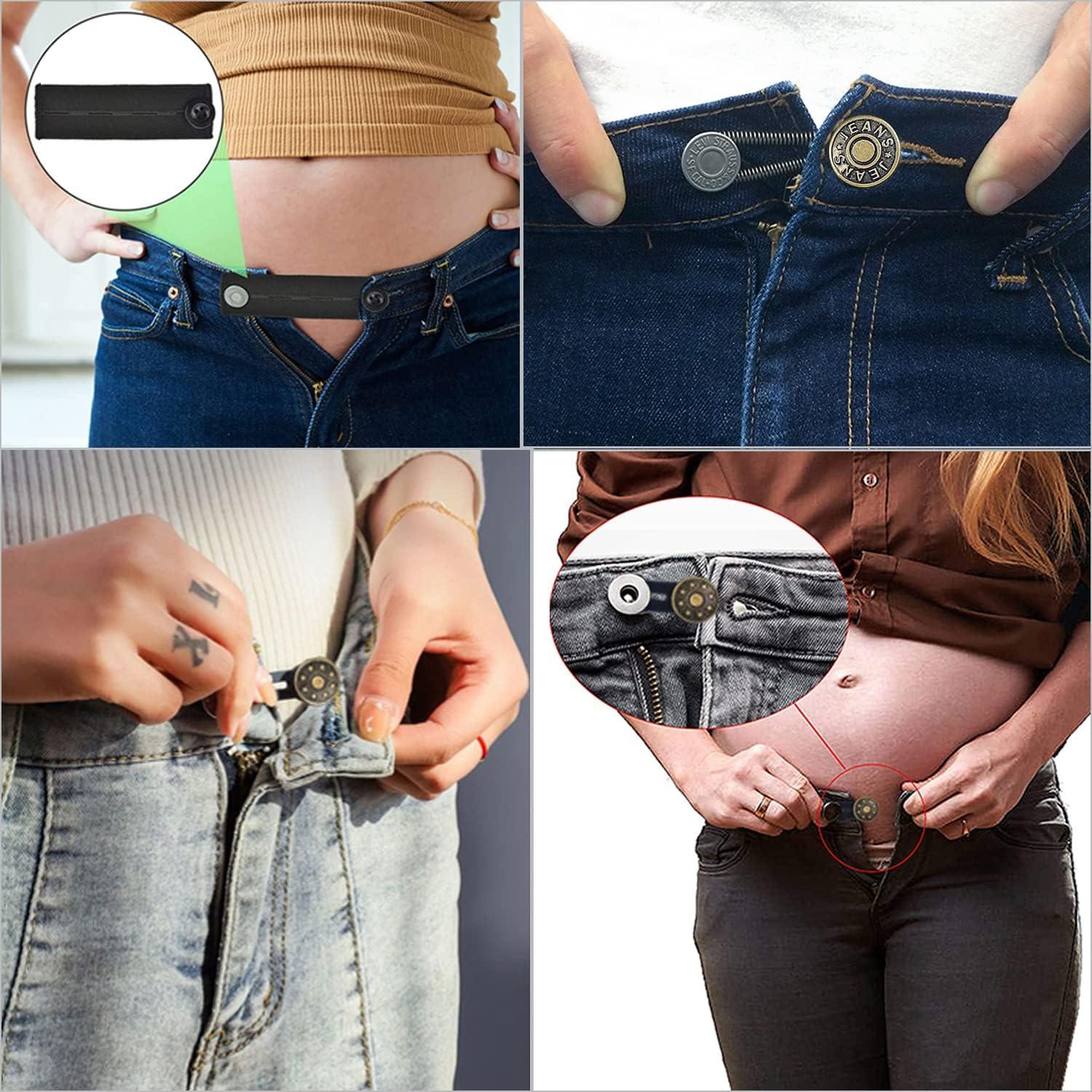 Jeans Pant Extender Belt Waist Band Button With Hooks For Tight