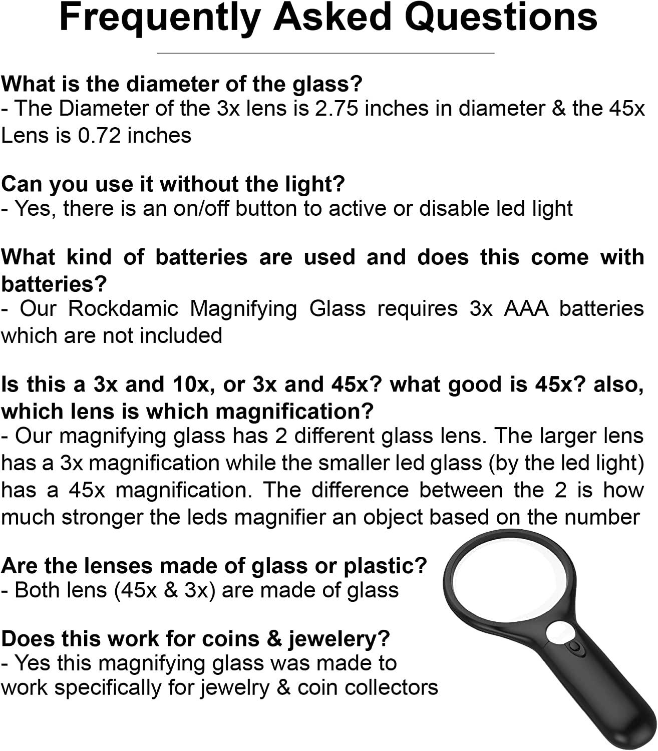 10x Handheld Glass Magnifier, 2 Inch Diameter