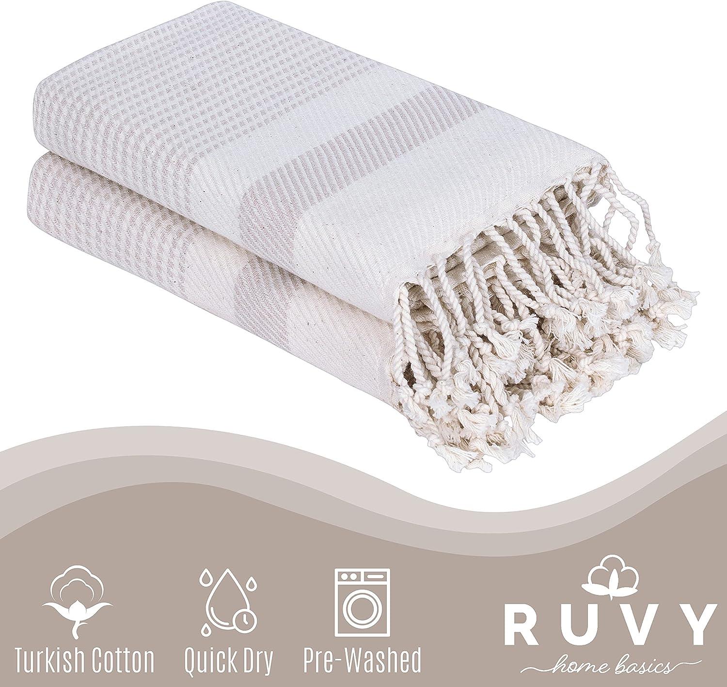 Ruvy Home Basics Turkish Hand Towels for Bathroom Set of 2