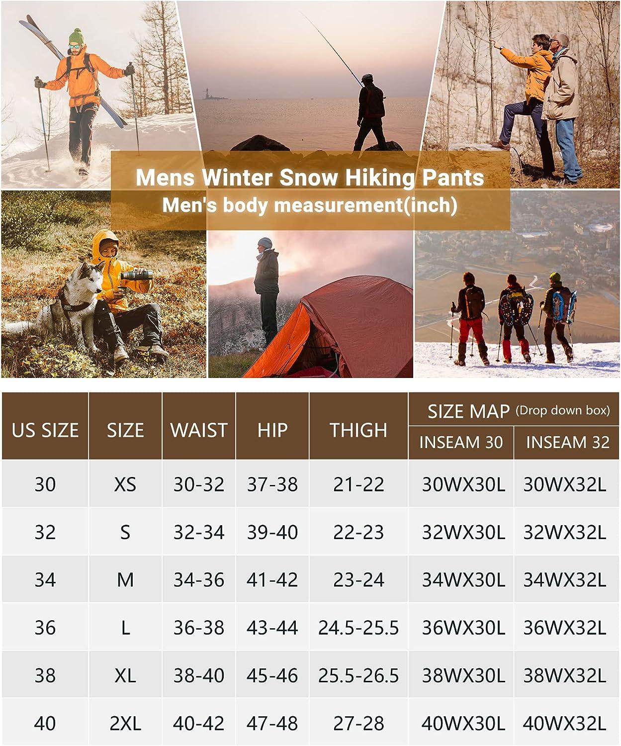 Outdoor Ventures Men's Waterproof Windproof Fleece Lined Warm Winter  Insulated Hiking Ski Snow Pants : : Clothing, Shoes & Accessories