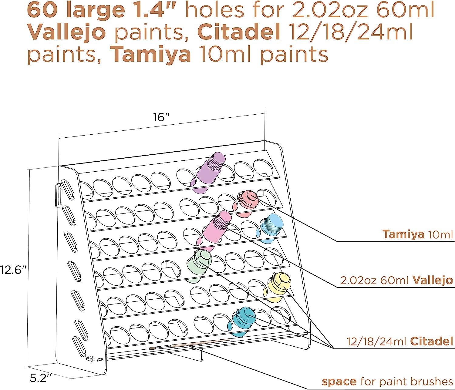 PLYDOLEX Vallejo Paint Rack Organizer with 72 Holes for Miniature Pain
