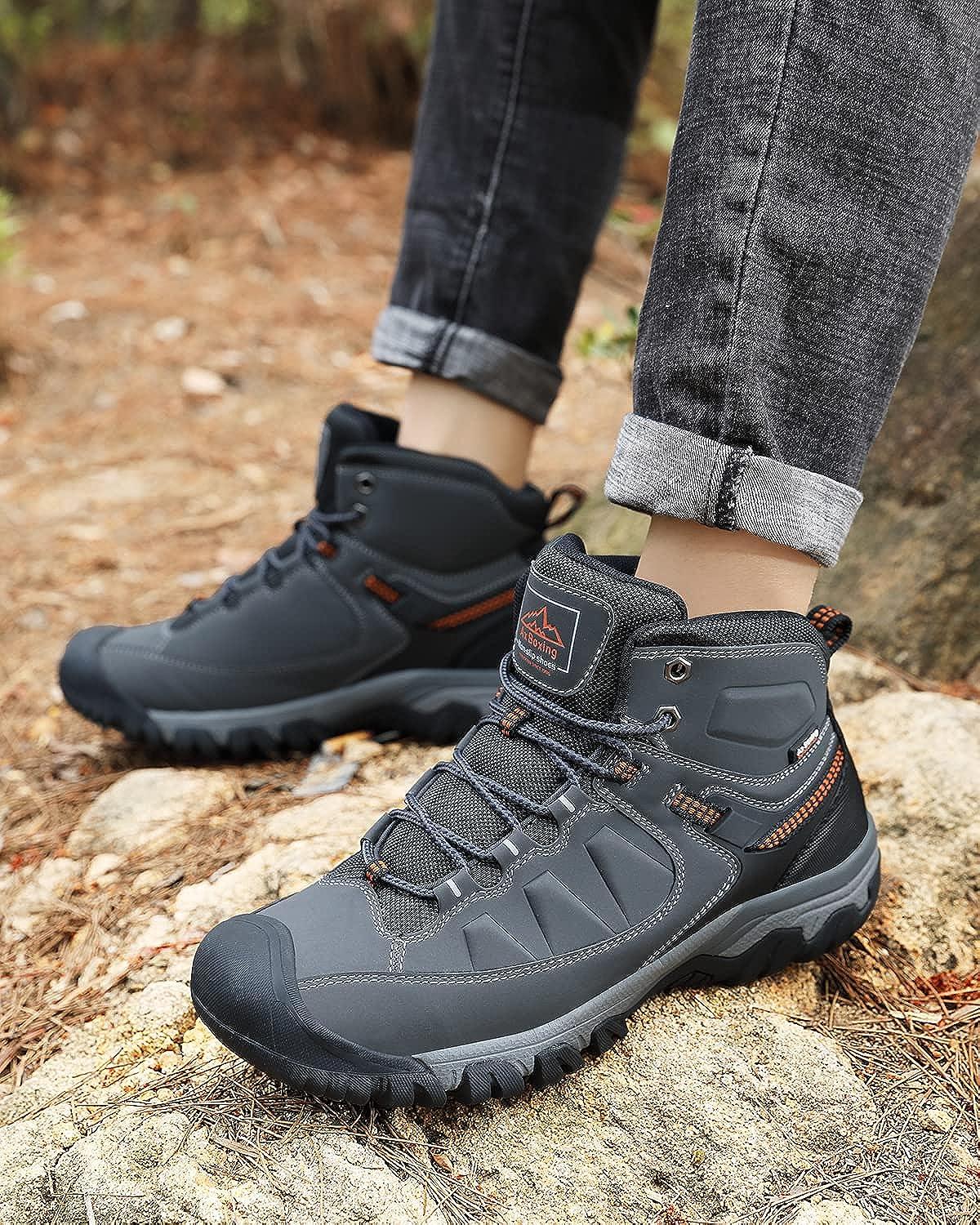 Men's Winter Warm Thick Sole Sneakers Casual Leather Lace-Up Comfort Shoes  Work