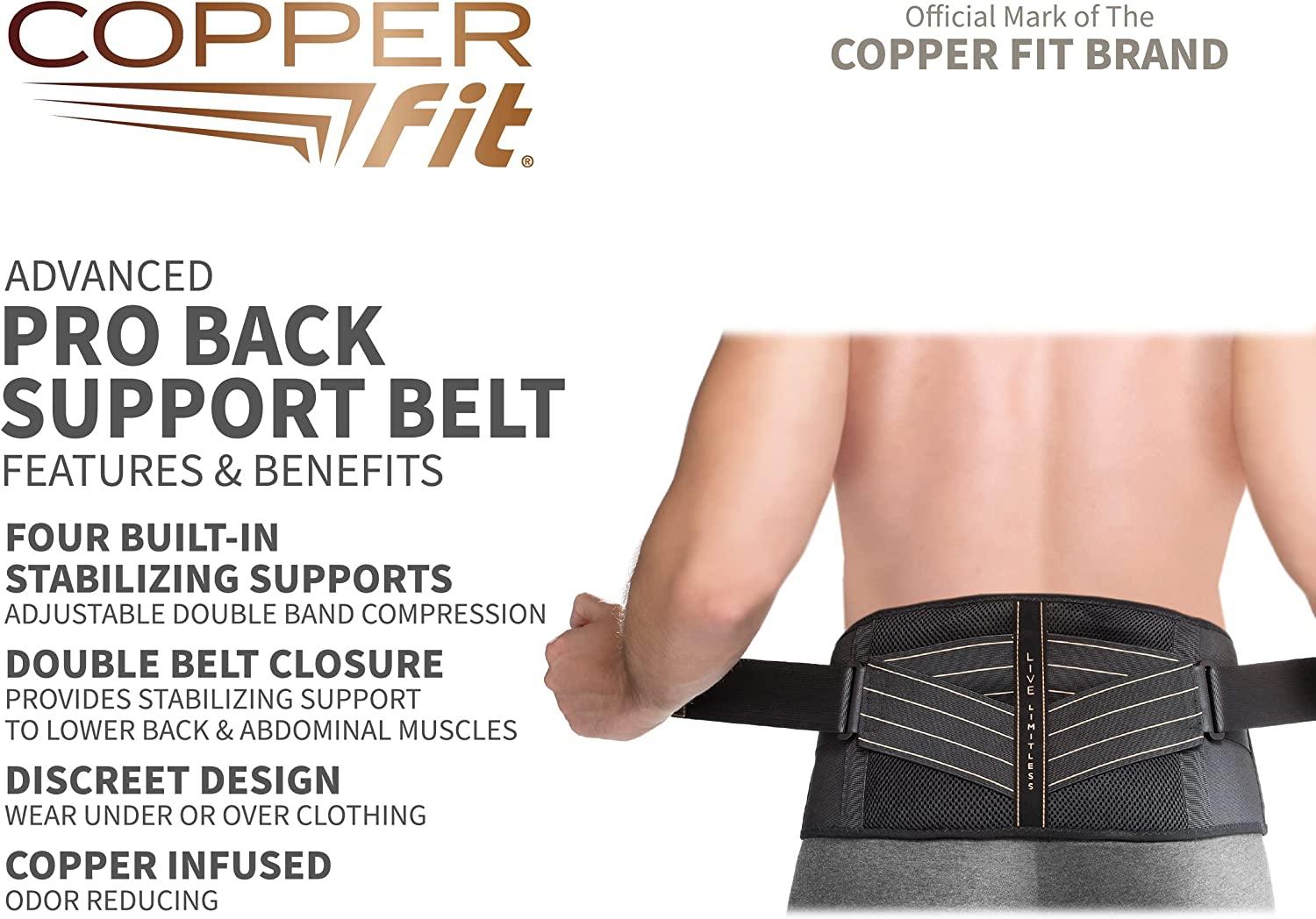 Copper Fit Advanced Back Pro Belt Compression Brace, Large/X-Large  Large/X-Large Unisex Waist Size 39-50