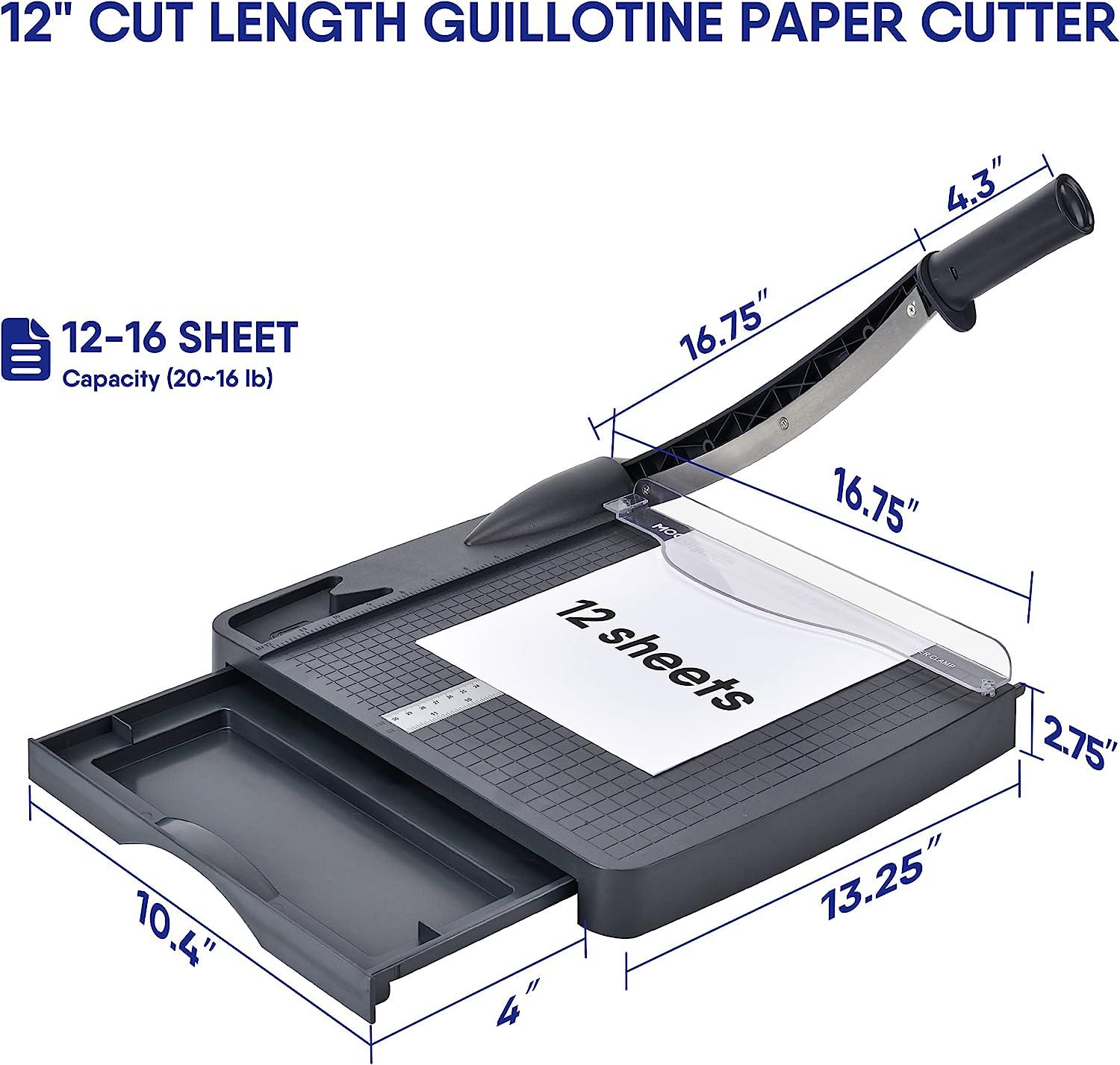 Moonsmile Paper Cutter, 12 Inch Cut Length Heavy Duty Guillotine