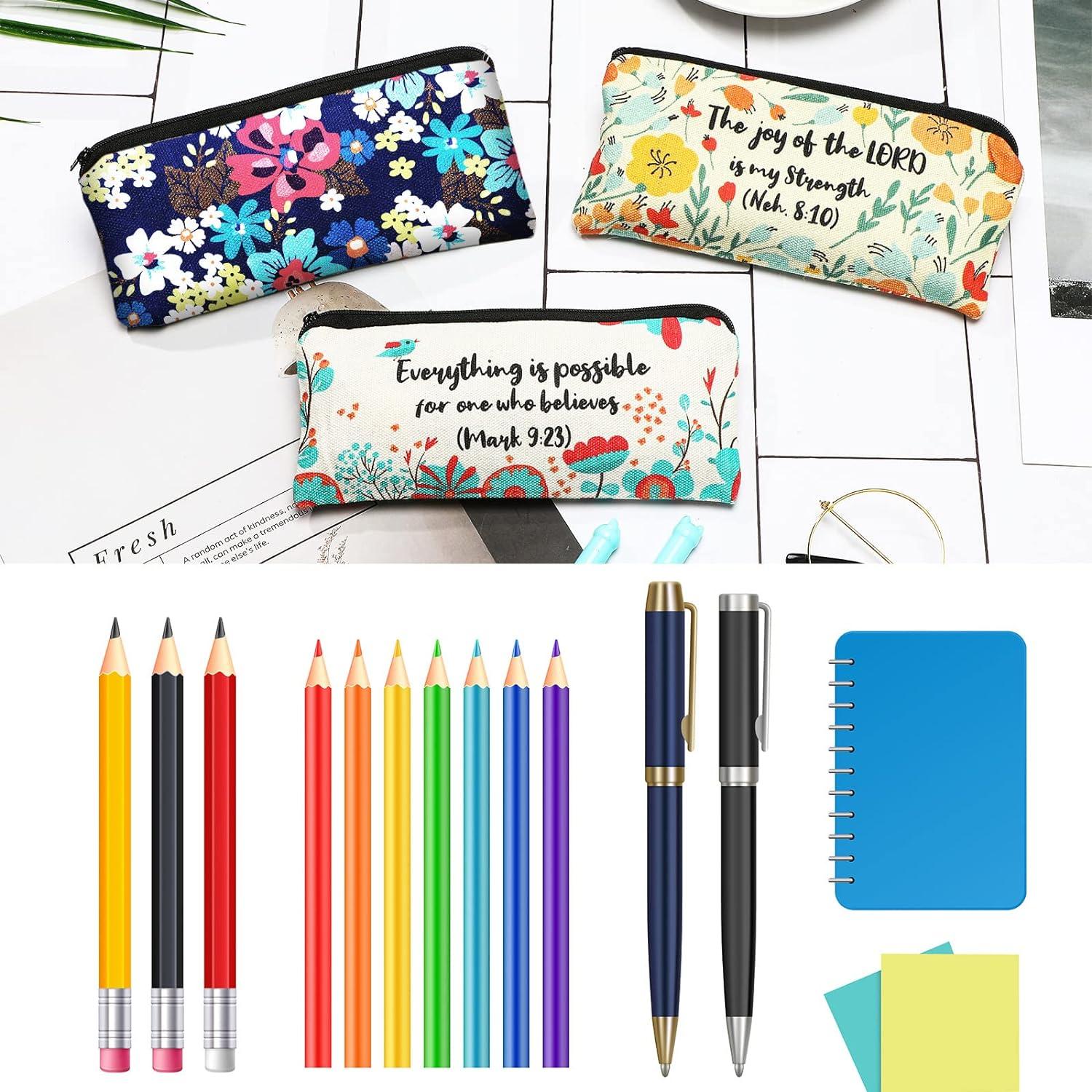  Talltalk 8 Pcs Christian Cosmetic Bags Inspirational Bible  Verse Pencil Pouch Motivational Gifts with Prayers Double Sided Makeup Bags  with Zipper Religious Christmas Gifts for Friends(Elegant) : Office Products
