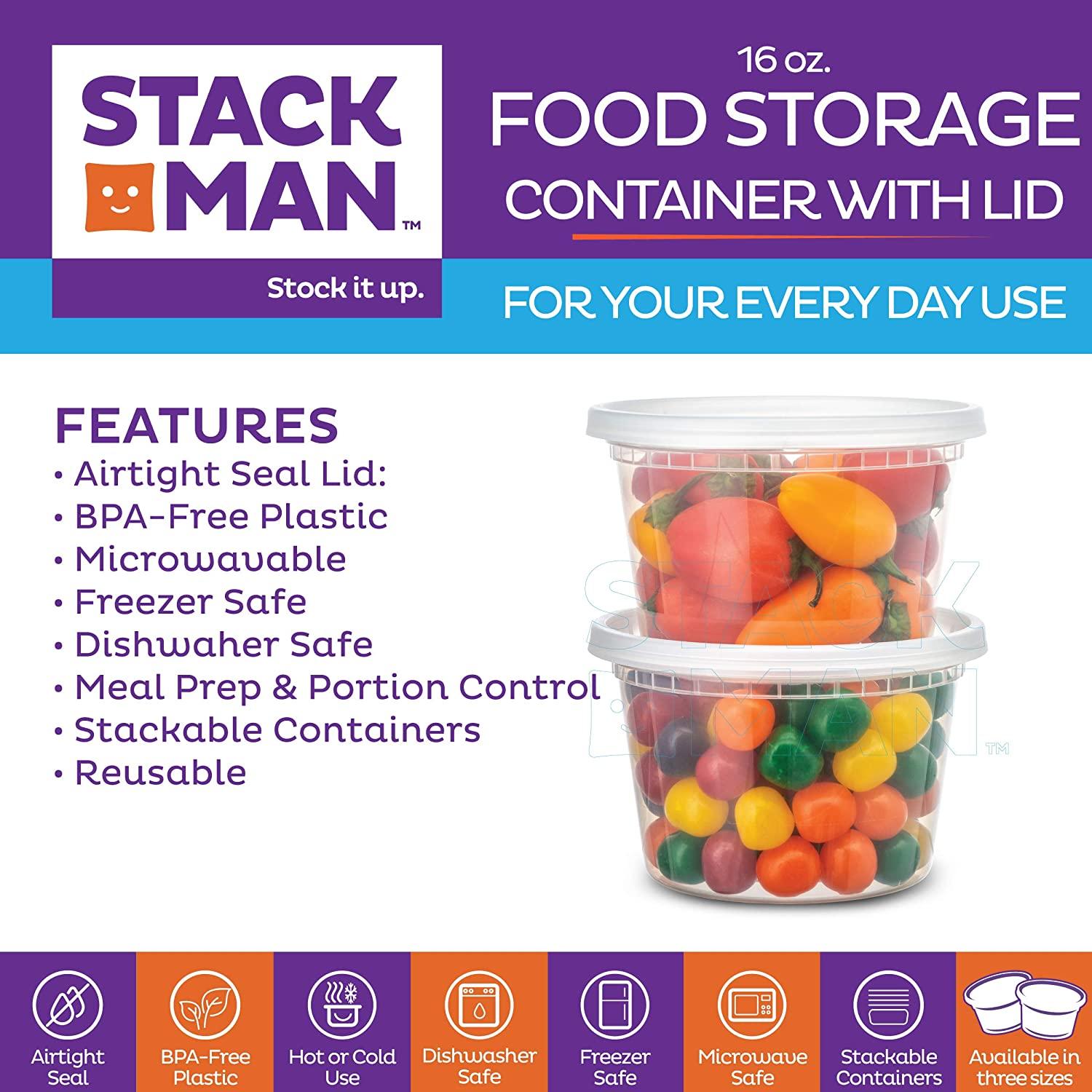 Deli Food Storage Containers with Lids, 16 Ounce (48 Count)