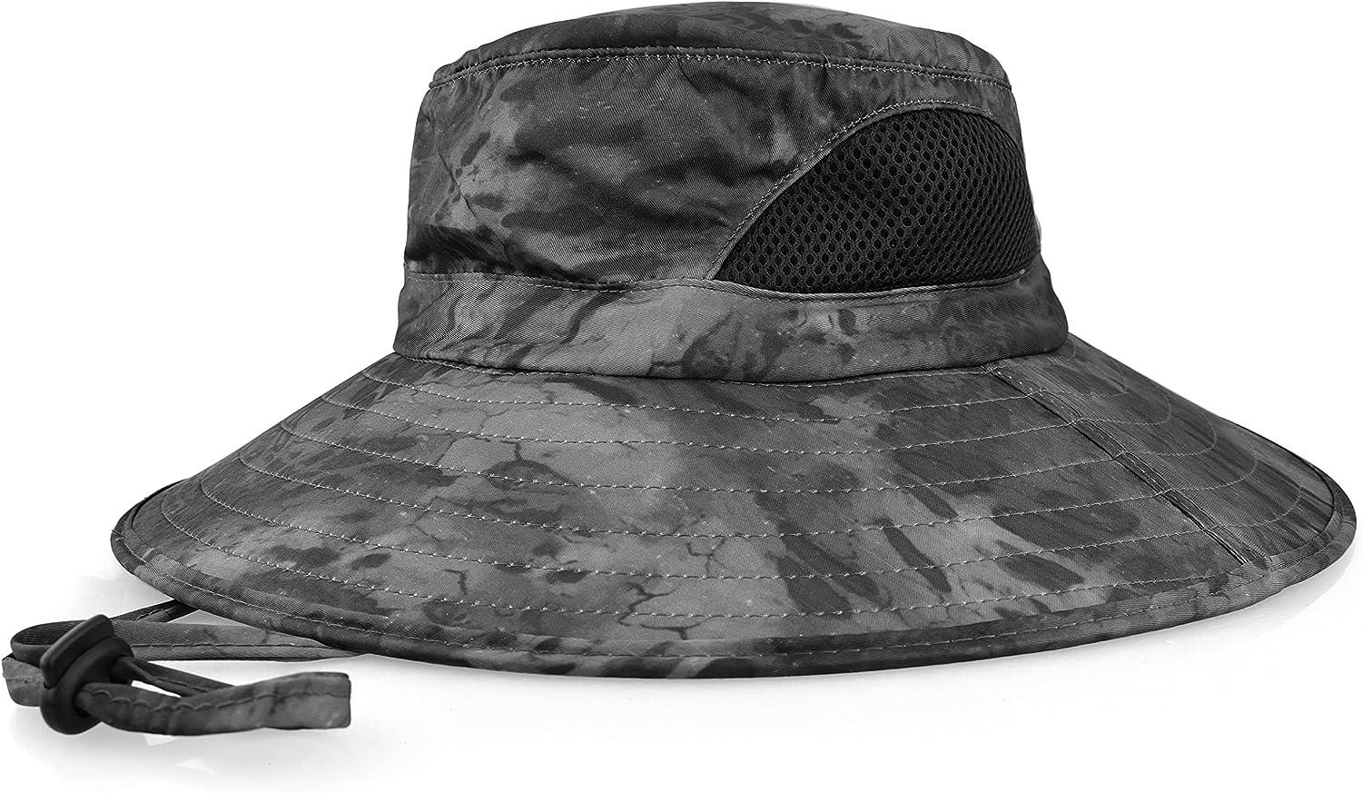 EINSKEY Sun Hat for Men/Women, Waterproof Wide Brim Bucket Hat Foldable Boonie  Hat for Fishing Hiking Garden Safari Beach 05 Dark Grey (Camo) One Size