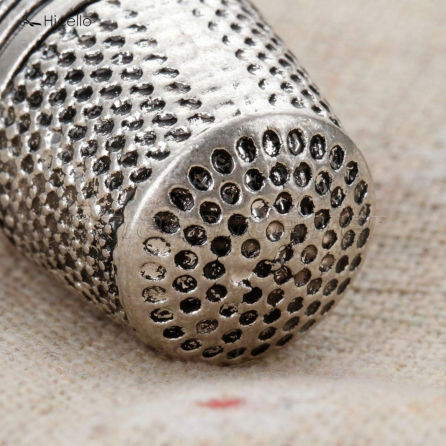 Sewing Thimble 2 Pieces Stainless Steel Sewing Tailor Finger Protector Quilting Thimble Finger Shield Ring Fingertip Quilting Craft Accessories