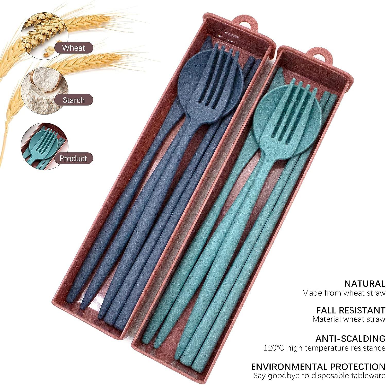 Hip Cutlery Set and Case Fork Spoon Knife Sage Green Sky Blue