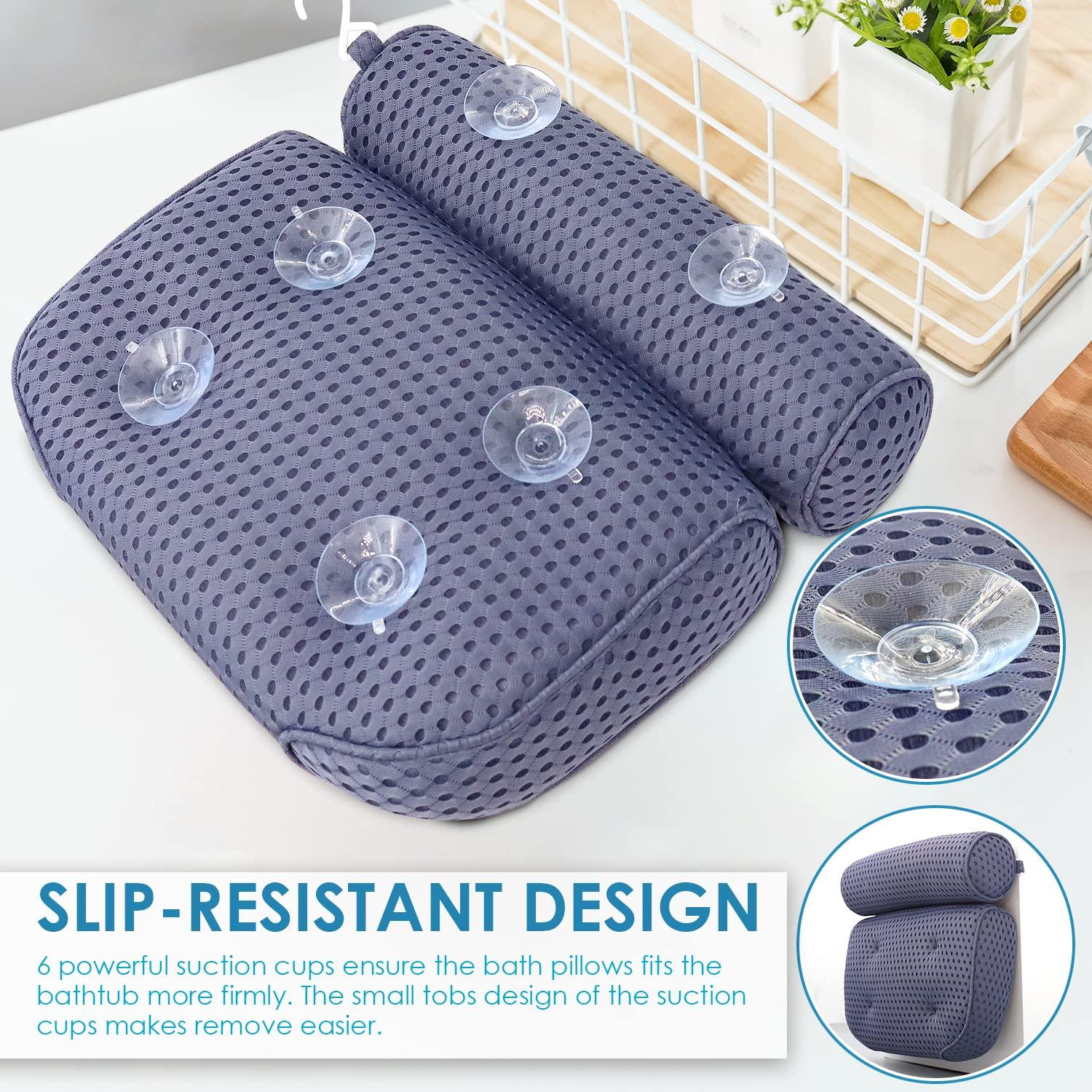 Bath Pillow for Tub Ergonomic Non-Slip Bathtub Pillow with Upgraded 4D Air  Mesh Technology and 6 Non-Slip Strong Suction Cup, Relaxing Spa Bath Pillow  Headrest Blue - Yahoo Shopping