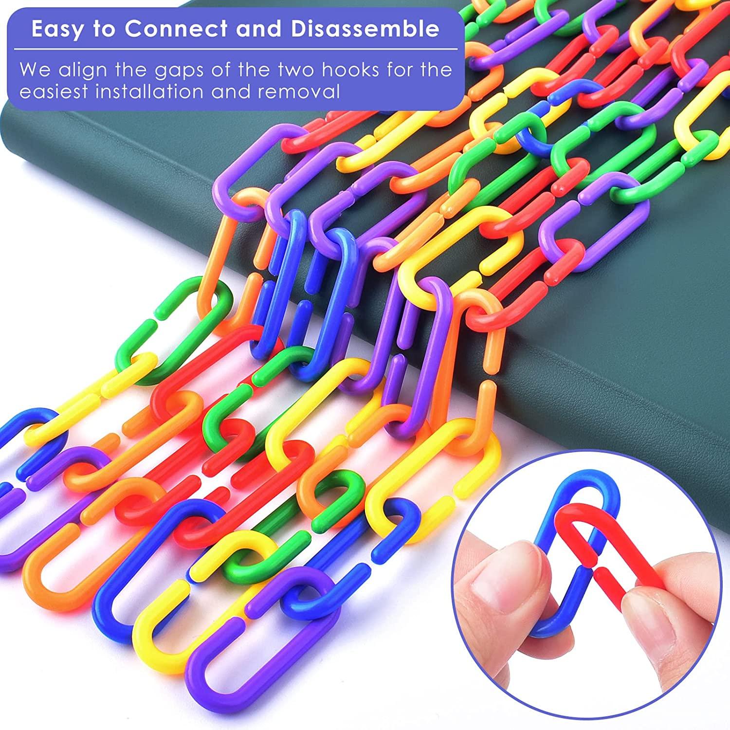 Plastic Hooks Chain Links, 400 Pcs Rainbow Color Plastic C-clips Hooks  Chain Links C-links Kids Educational Learning Toy Rat Parrot Bird Toy Cage  Part