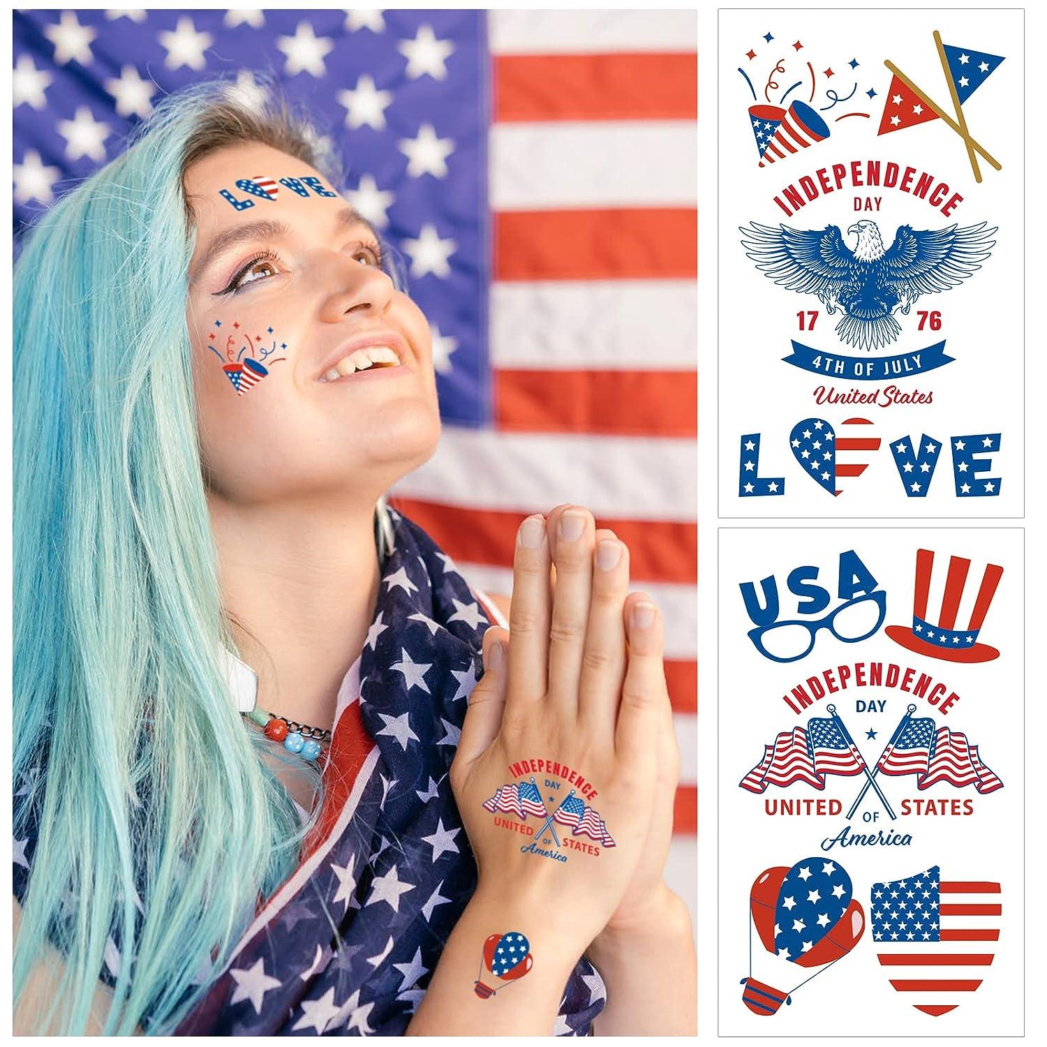 60 Pieces 4th of July Decorations Temporary Tattoos Patriotic Independence  Day Tattoos USA American Flag Sticker for Memorial Day Labor Day Victory  Day Accessories Decor Party Favors Supplies