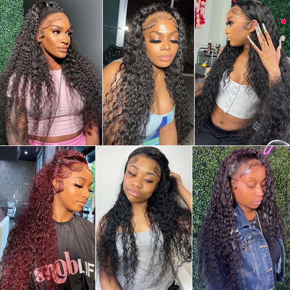 Human Hair Wigs for Black Women 13x4 Deep Wave Lace Front Wigs