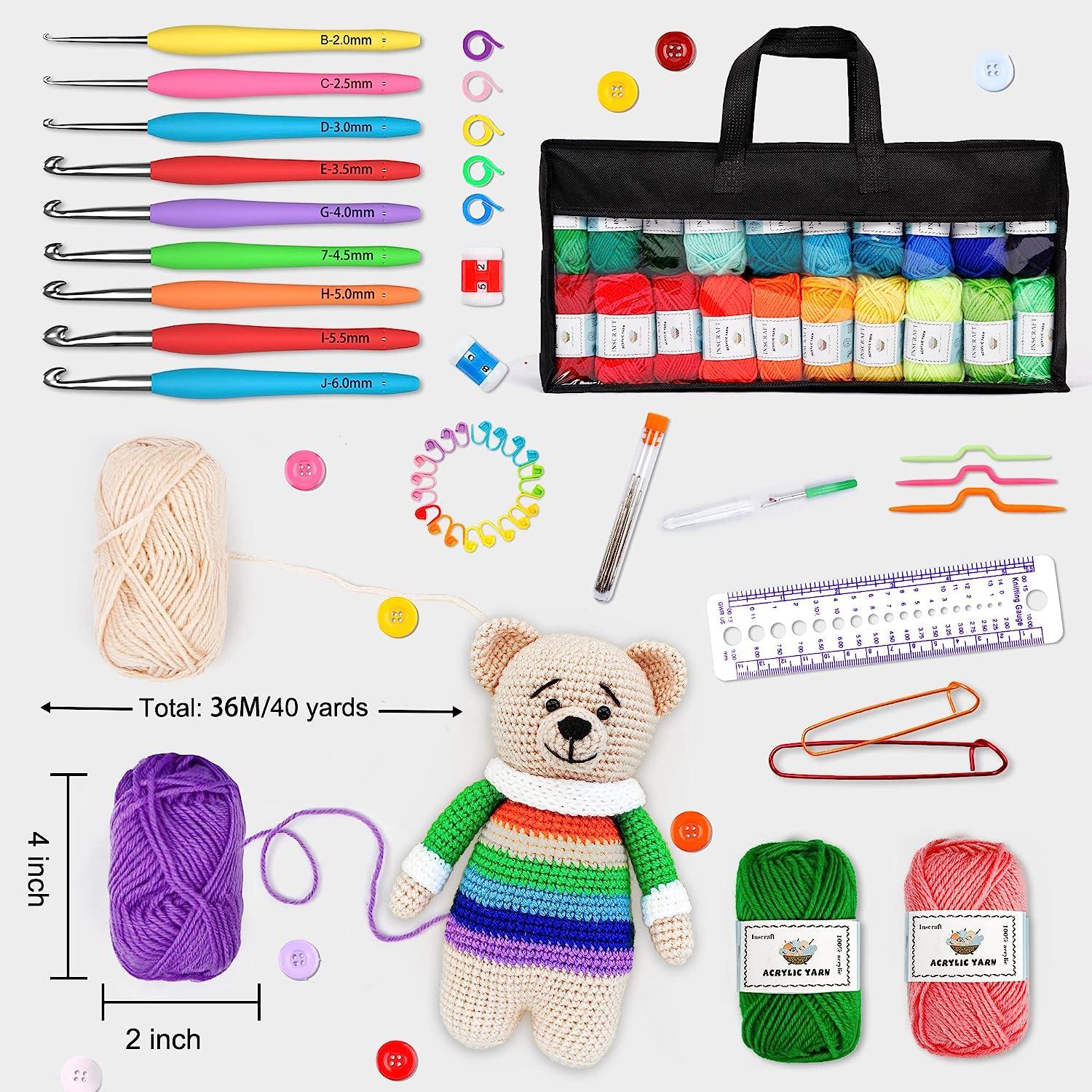 122Pcs Crochet Kit with Yarn Set, Crochet Kit for Beginners,Complete Crochet  Kit