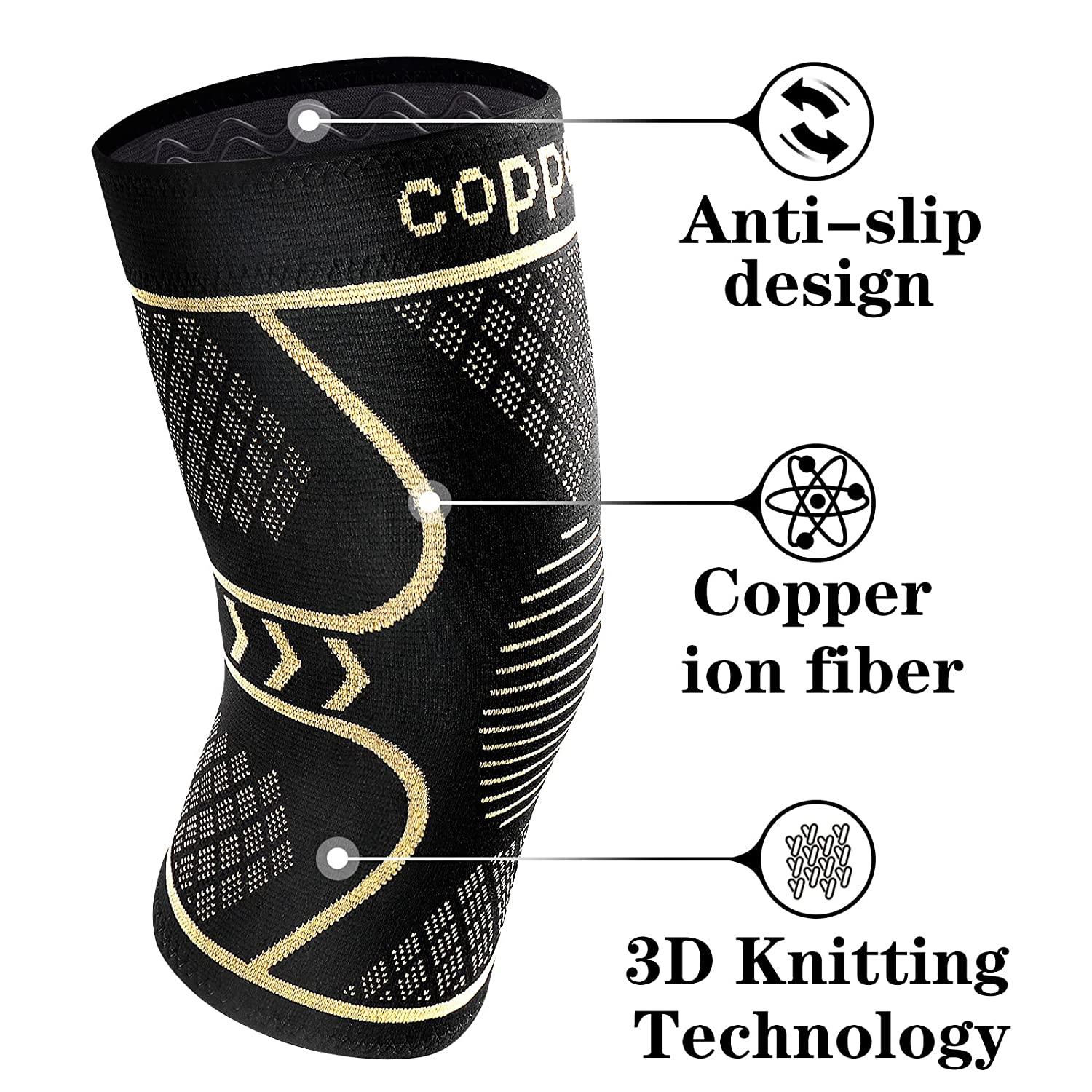 Copper Knee Support Sport Brace Compression Sleeve Arthritis Joint Pain  Runners