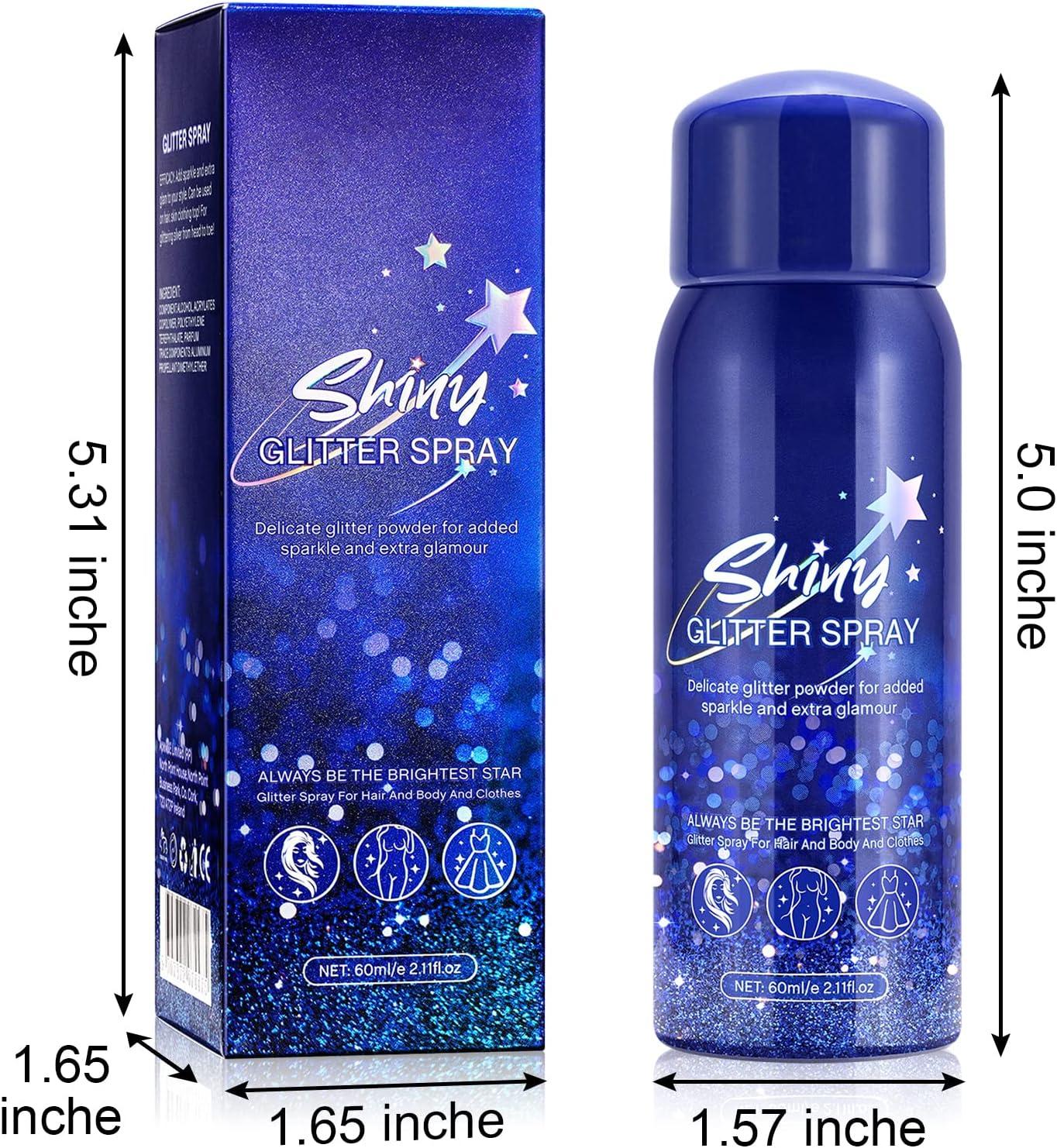LATIBELL Body Glitter Spray, Glitter Spray for Hair and Body Face Clothes  Nails, Body Shimmer Spray Make up for Festival Rave Accessories- with 0.35
