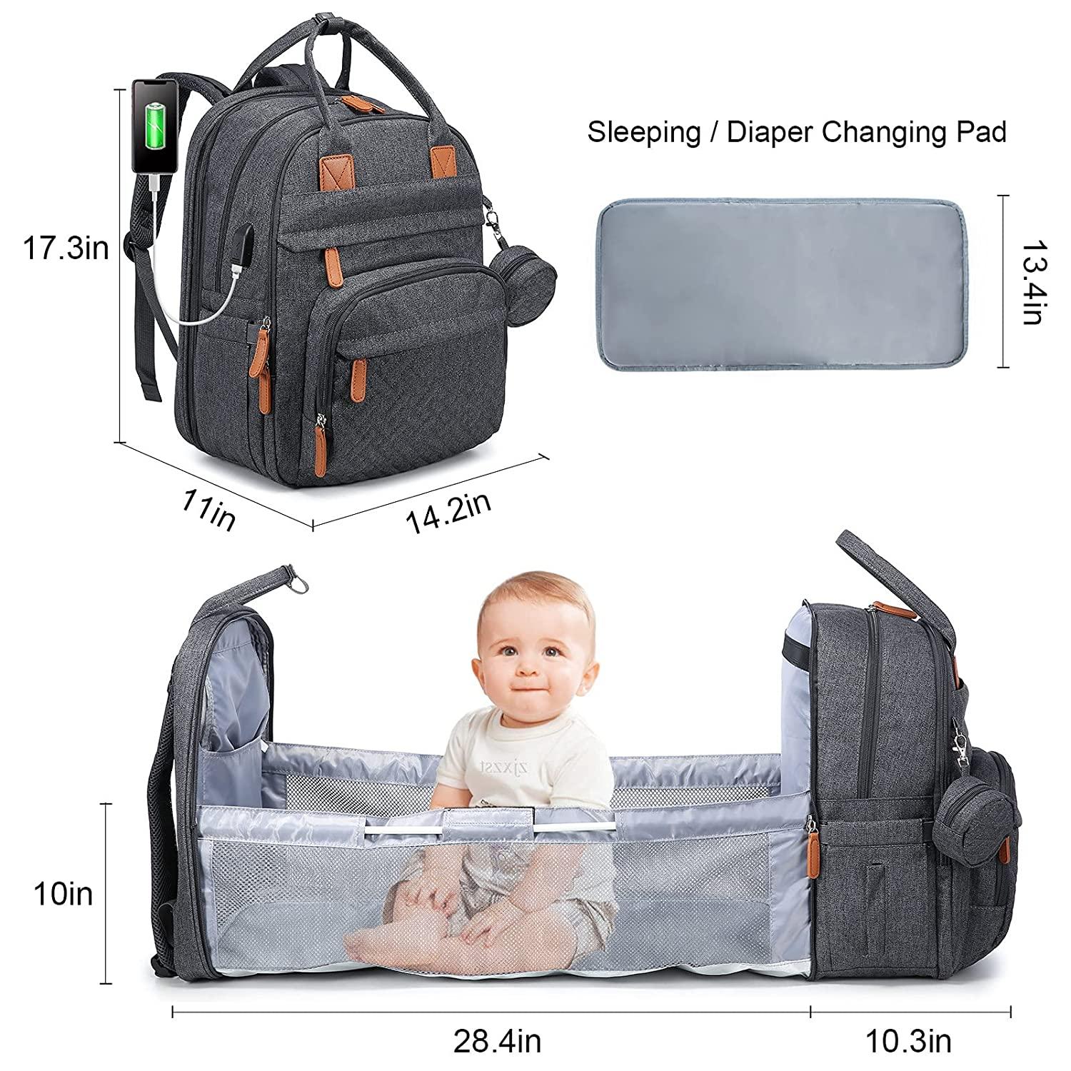 Expandable Baby Diaper Bag Backpack 4 in 1 Tote Messenger Bag 