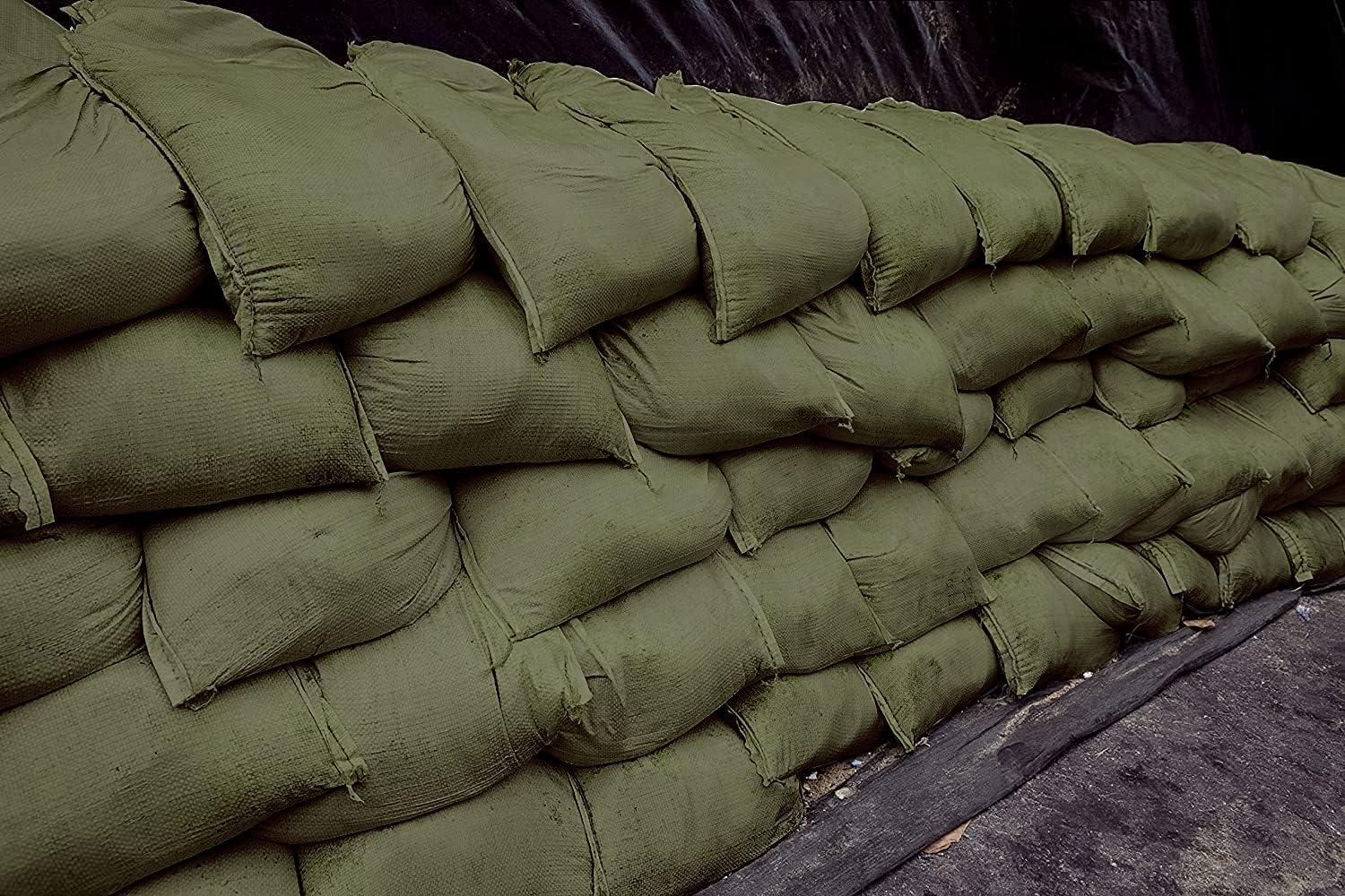Empty Sandbags Military Green with Ties (Available in Various Bundles) 14 x  26 - Woven Polypropylene Sand Bags, Sandbags for Hurricane Flooding, Sand  Bags Flood Protection 20
