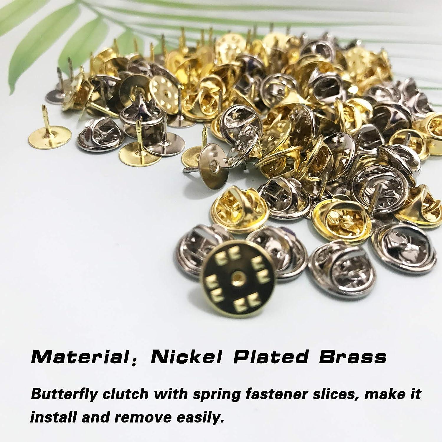 Butterfly Clutch Metal Pin Back Replacement w/ Blank Pins for