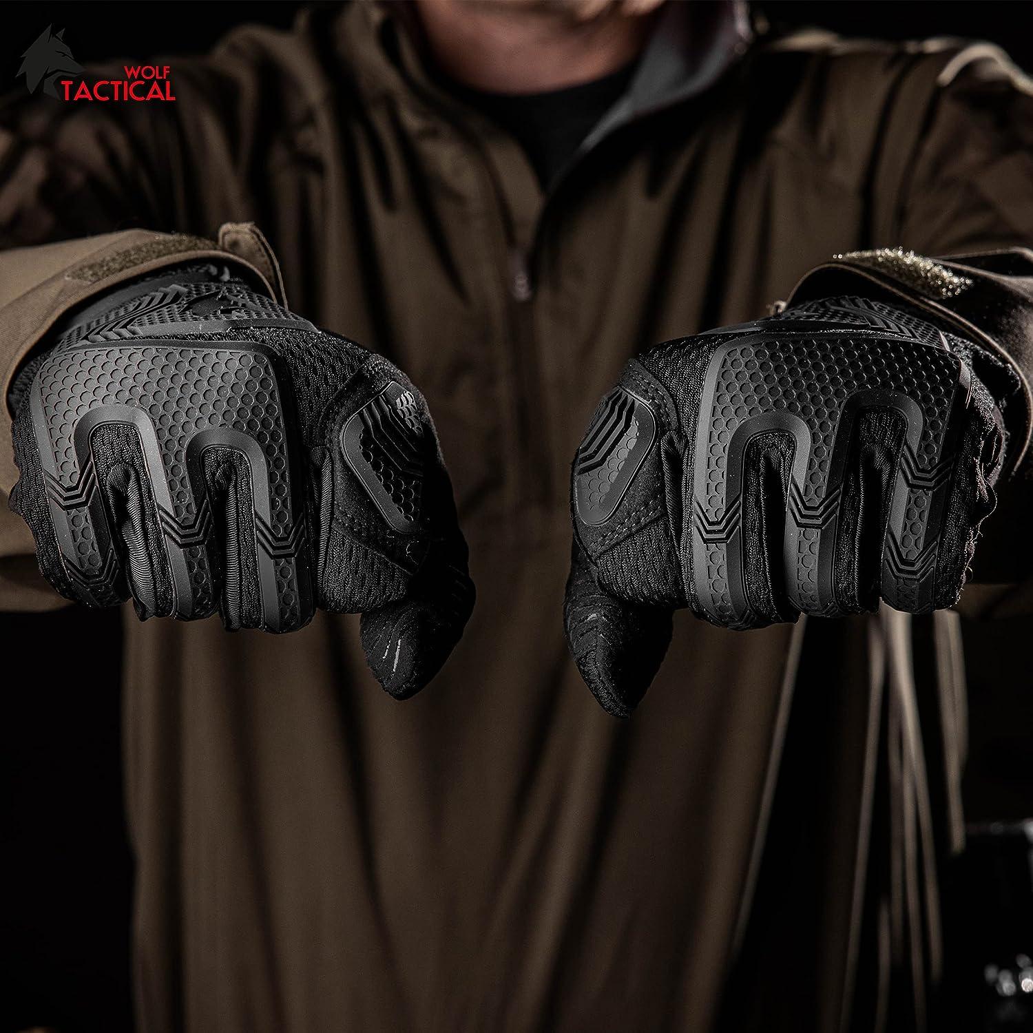 Tactical Army Gloves, Full Finger PU Leather Touch Screen Protective Gear  for Paintball, Shooting, Airsoft, Women and Men