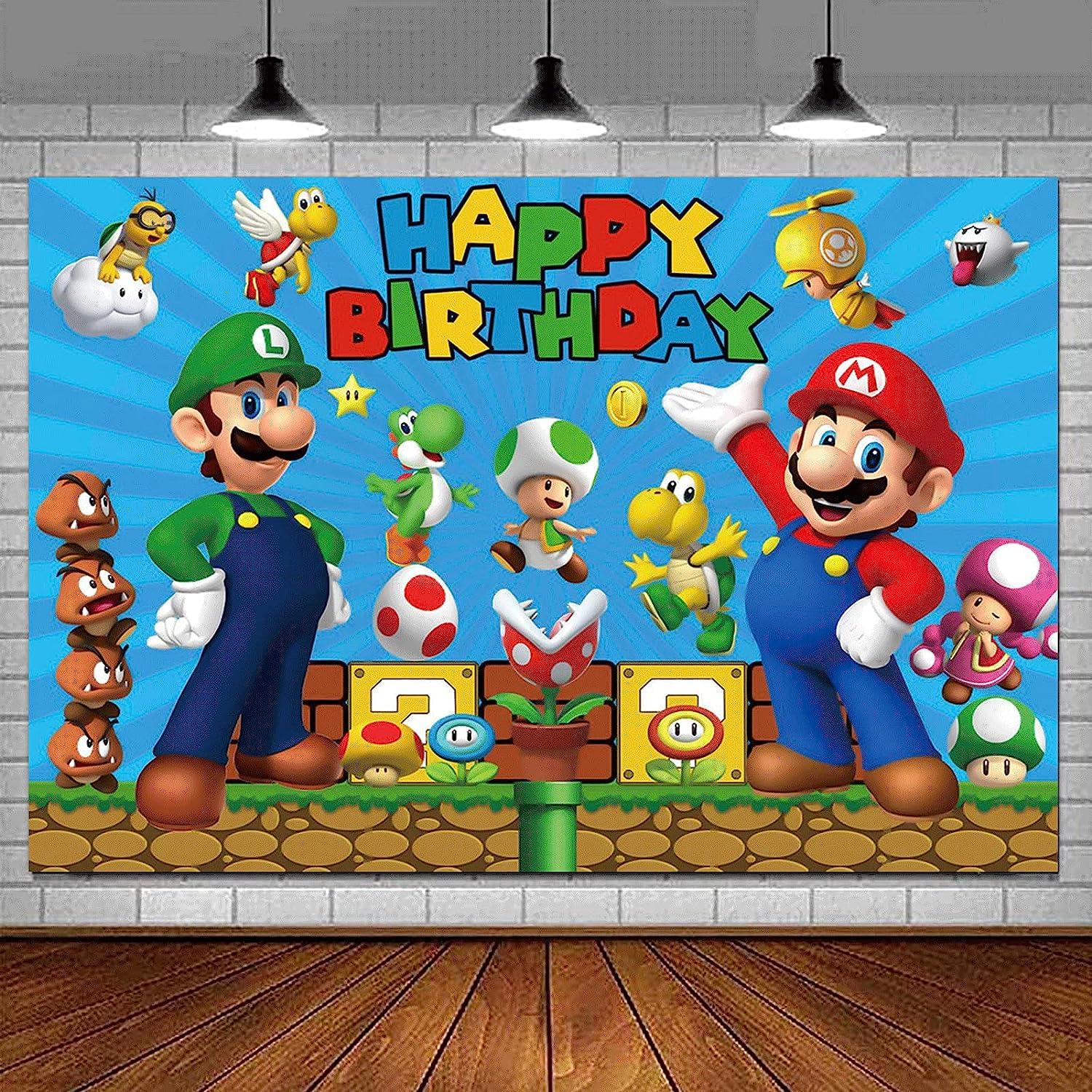 chaungda Super Mario Happy Birthday Banner Backdrops Game Gold Coin