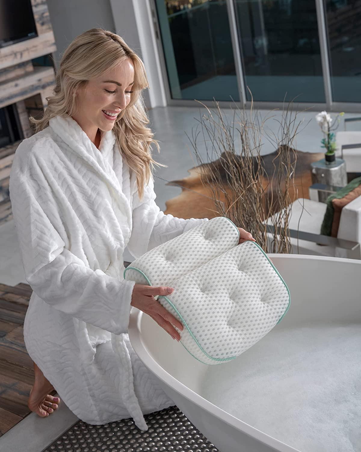 Bath Pillow, Bathtub Pillow with Anti-Slip Suction Cups, 4D Mesh Soft Spa  Bath Tub Pillow Headrest, Bath Pillows for Tub with Neck and Back Support