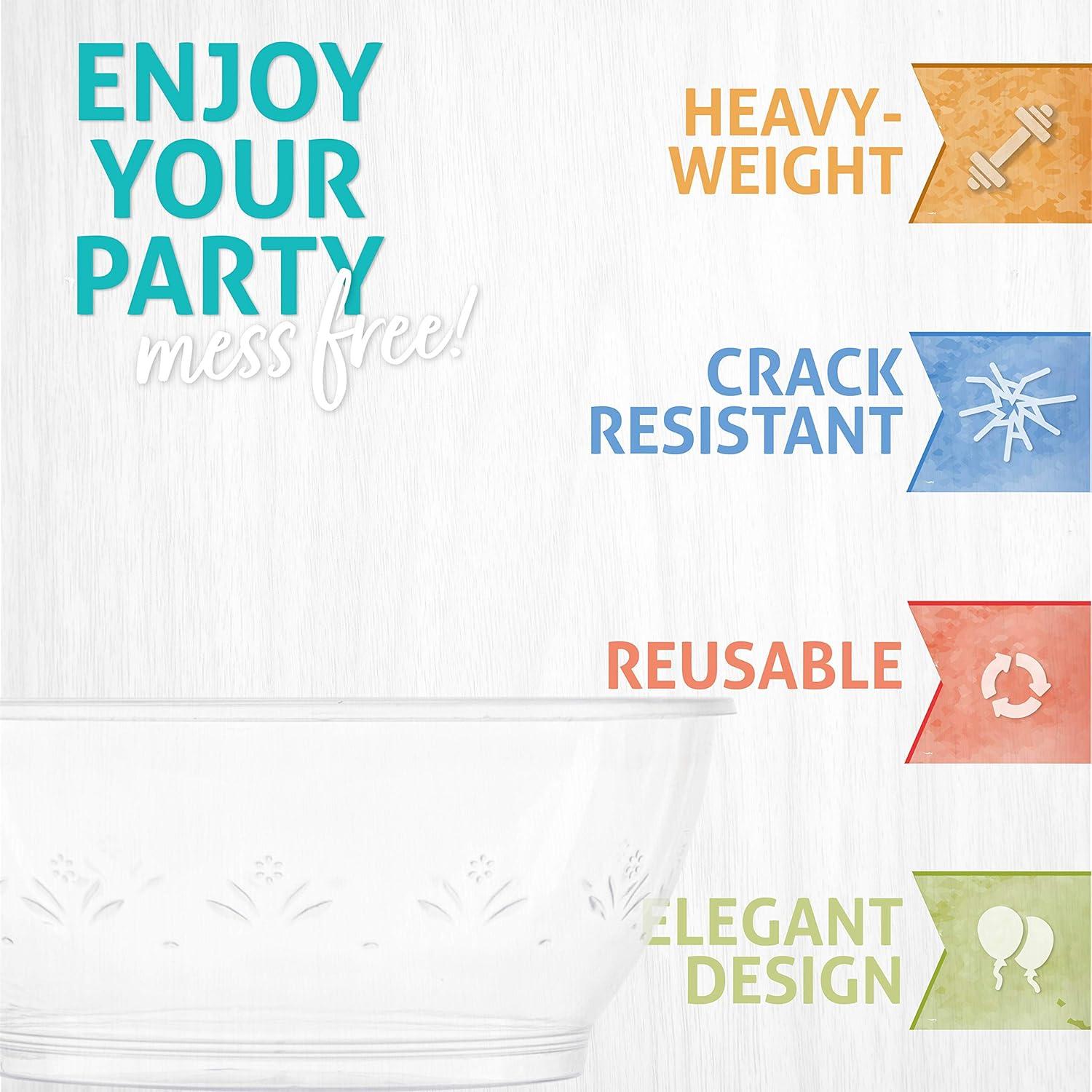 Clear Plastic Bowls - (Bulk 100 Pack) 6 Oz Disposable Premium Hard Pla –