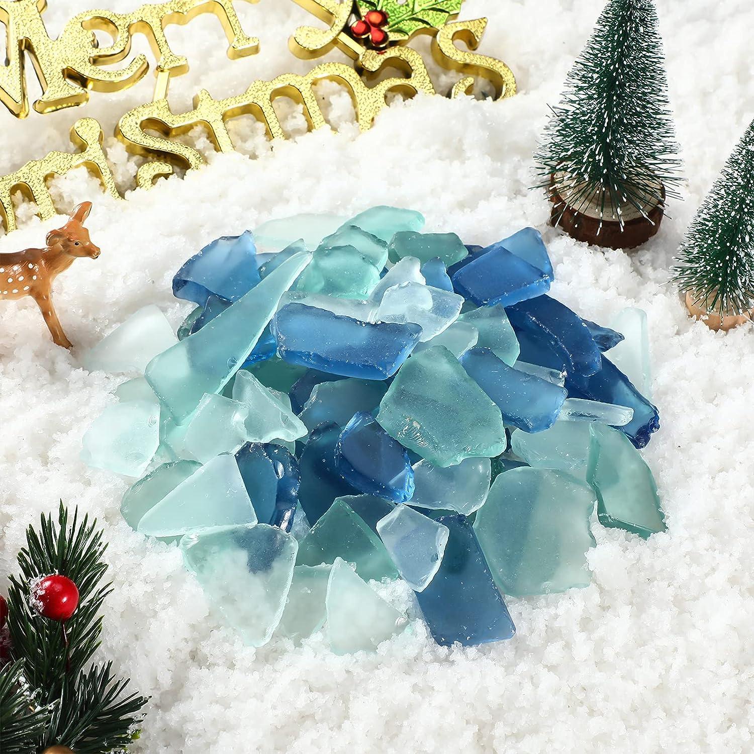 Jetec Sea Glass for Crafts Seaglass Pieces Decor Flat Frosted Sea Glass  Vase Filler Crushed Sea Glass for Beach Wedding Party Decor Home Aquarium