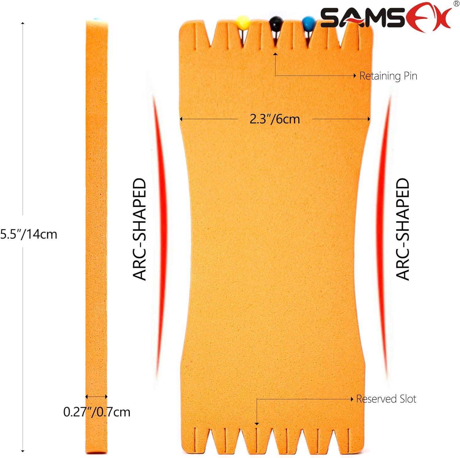 SAMSFX Fishing Leader Line Holder Foam Board Snelled Hook Keeper with  Retaining Pins Accessories Pack of 10 14 x 6cm Pins Included
