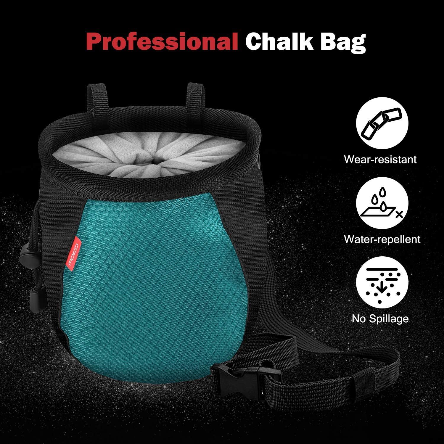 Noborou Chalk Bag for Rock Climbing + Crossfit + Weightlifting | Bouldering Chalk Bag | Wide Opening | Large Zippered Pocket | Adjustable and Removabl