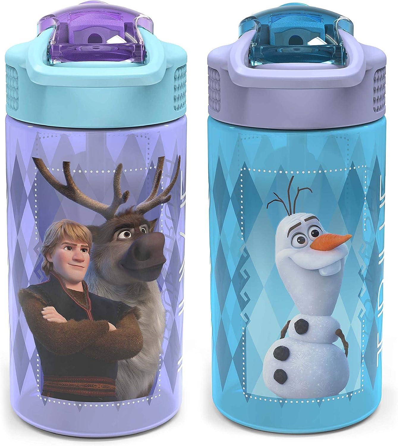 Zak Designs Disney Frozen 2 Kids Water Bottle Set with Reusable
