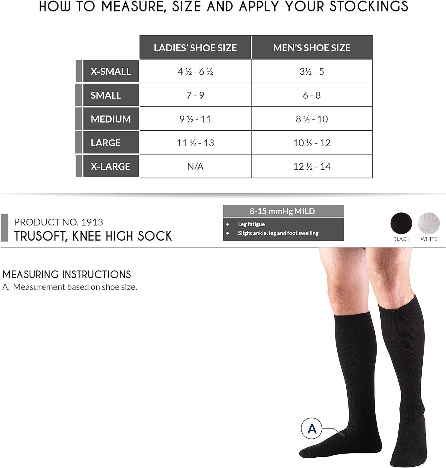 Truform Medical Compression Socks for Men and Women 8-15 mmHg Knee High  Over Calf Length X-Large (Pack of 2) Black
