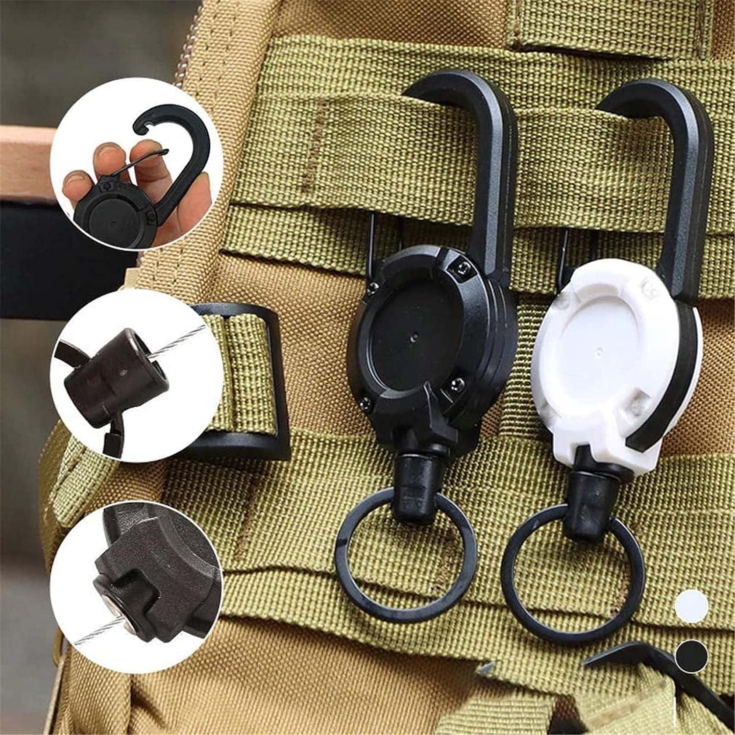 Outdoor Automatic Retractable Wire Rope Luya Anti-Theft Tactical Keychain,Retractable  Keychain Key Holder Rings,Heavy Duty Carabiner Key Chains,for Camping,  Fishing, Hunting black+black