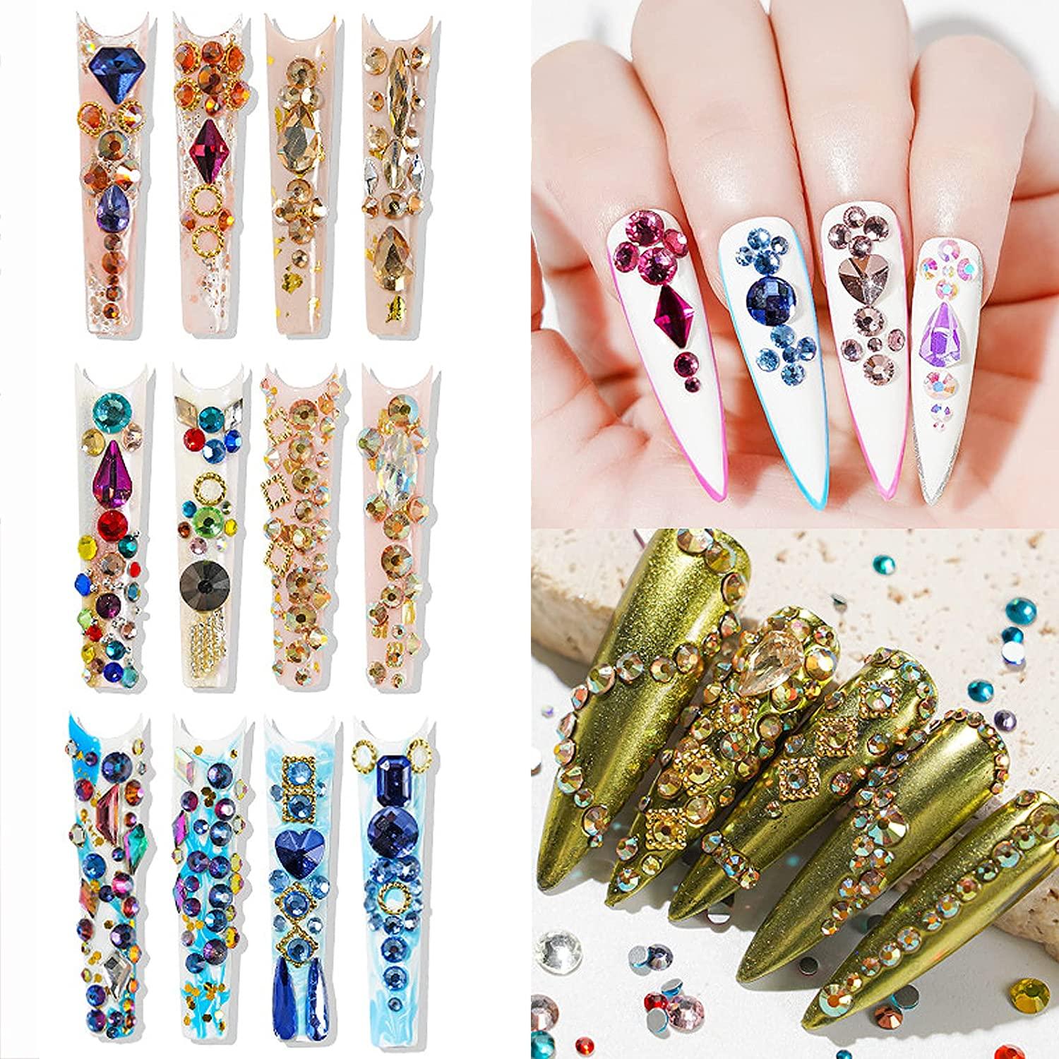 Nail Crystals Rhinestones Round Beads Flatback Glass Charms Gems Nail Studs  Diamonds for Nails - style 3