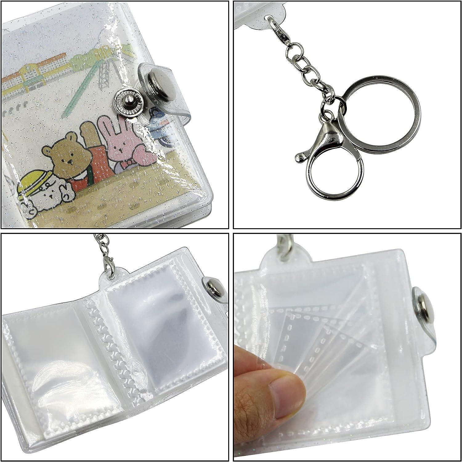 HGYCPP Mini Small Photo Album Keyring 16 Pockets 1 Inch ID Instant Pictures  Interstitial Storage Card Book Keychain 