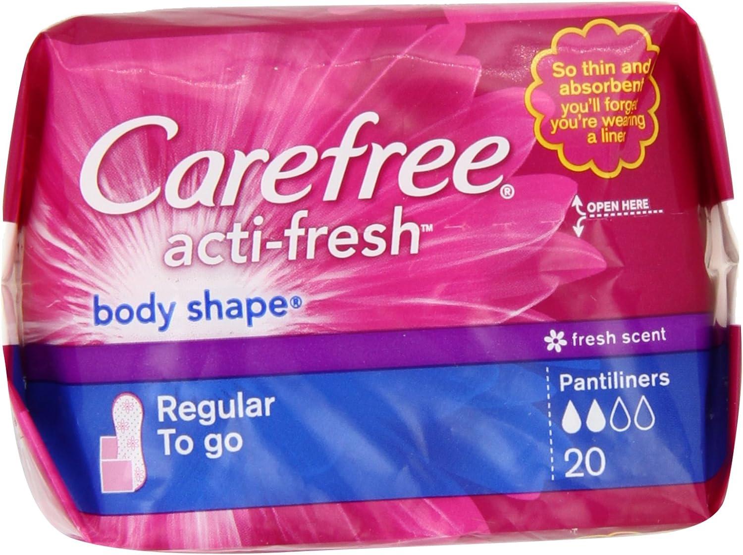 Carefree Acti-Fresh Body Shaped Panty Liners, Regular, 60 Count